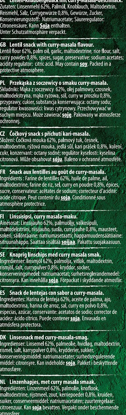 Bonasia Chips Papadum Curry Masala, élaborés à base de farine de lentilles 70 g (Lot de 4)