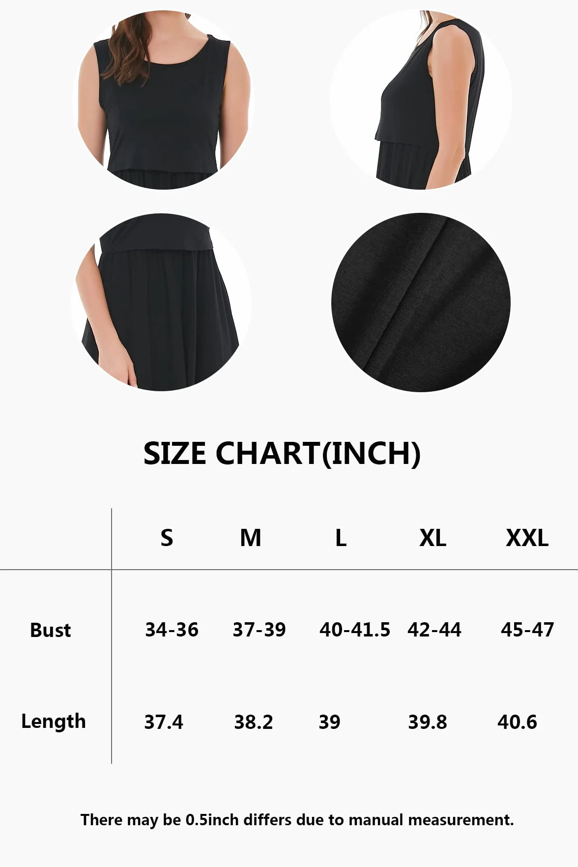 Robe d'allaitement de Maternité sans Manches en Patchwork pour Femmes avec Poches