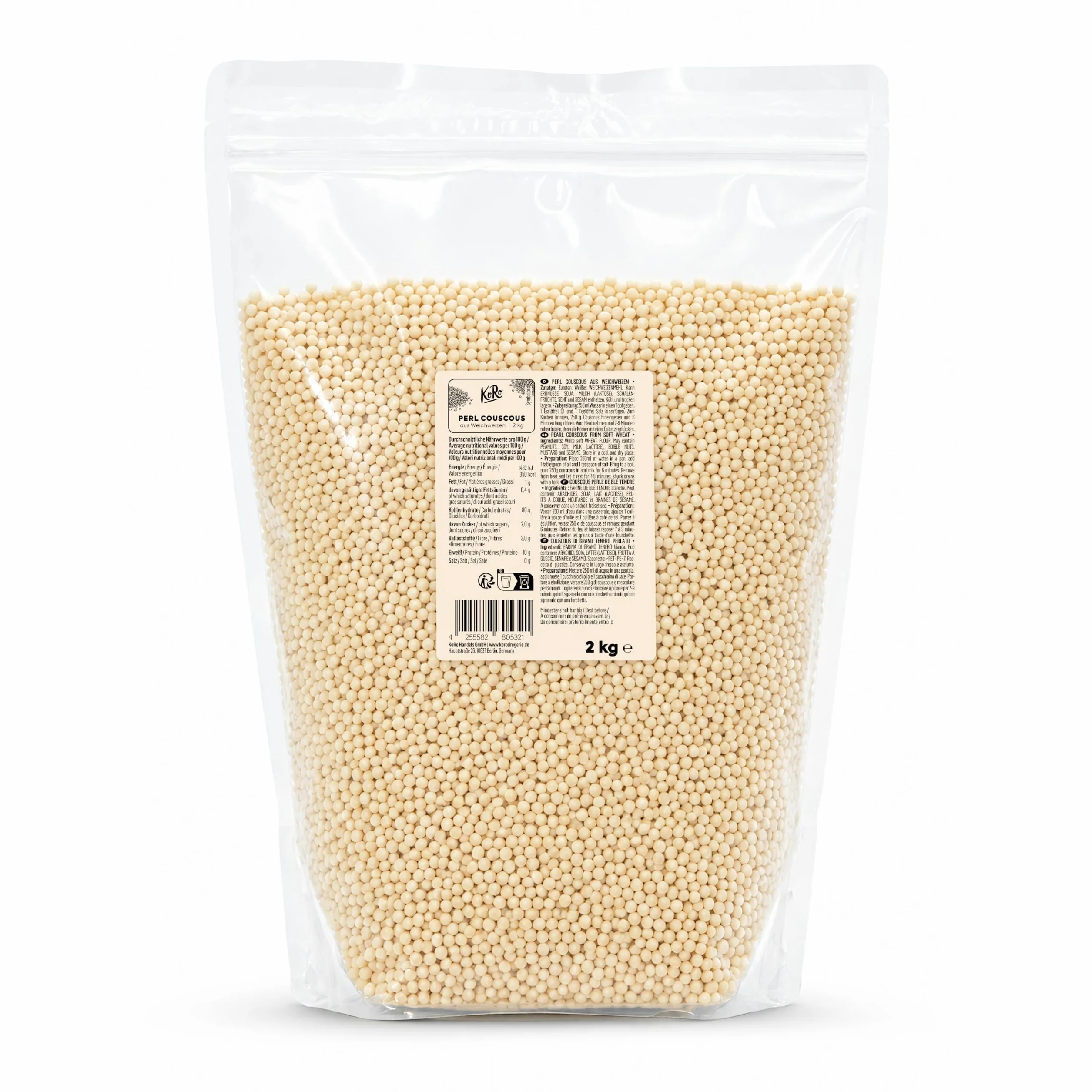 KoRo - Perl Couscous 2 kg - Utilisation multiple - Vegan - Préparation rapide