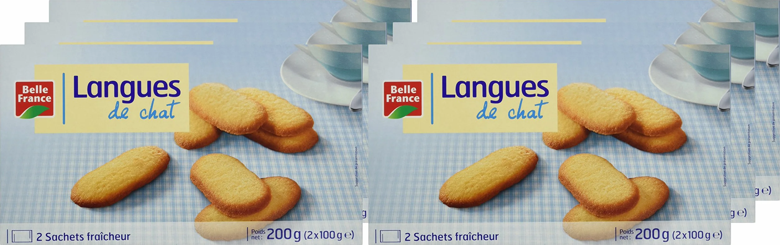 Belle France Langues de Chat 12 Paquet 200 g - Lot de 6