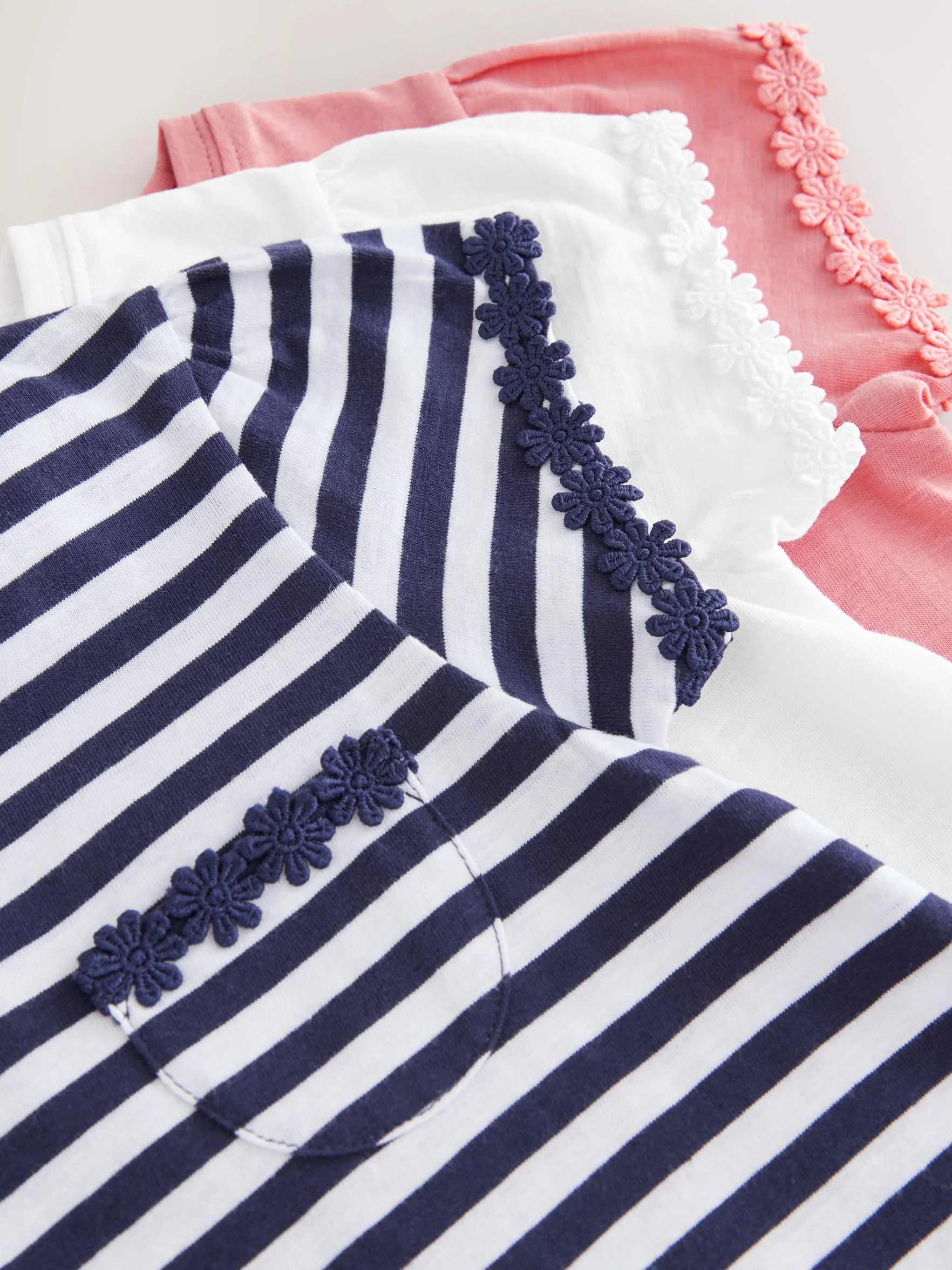 NEXT Fille T-Shirt avec liseré orné de Marguerites Lot de 3