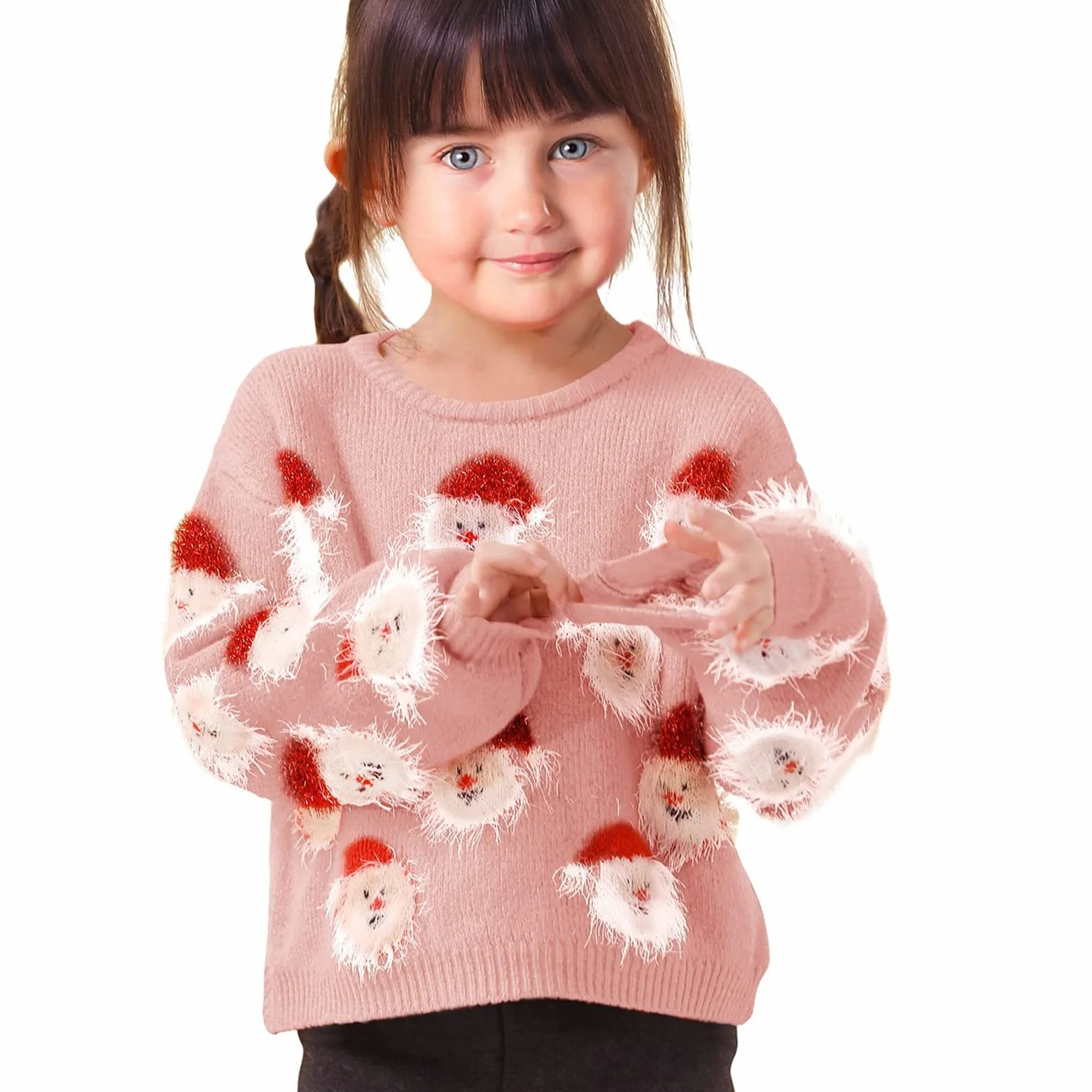 Pull Fille Noël Enfants Sweat-Shirt Bebe Arbre De Noël Imprimé Tricot Chaud Manches Longues Col Rond