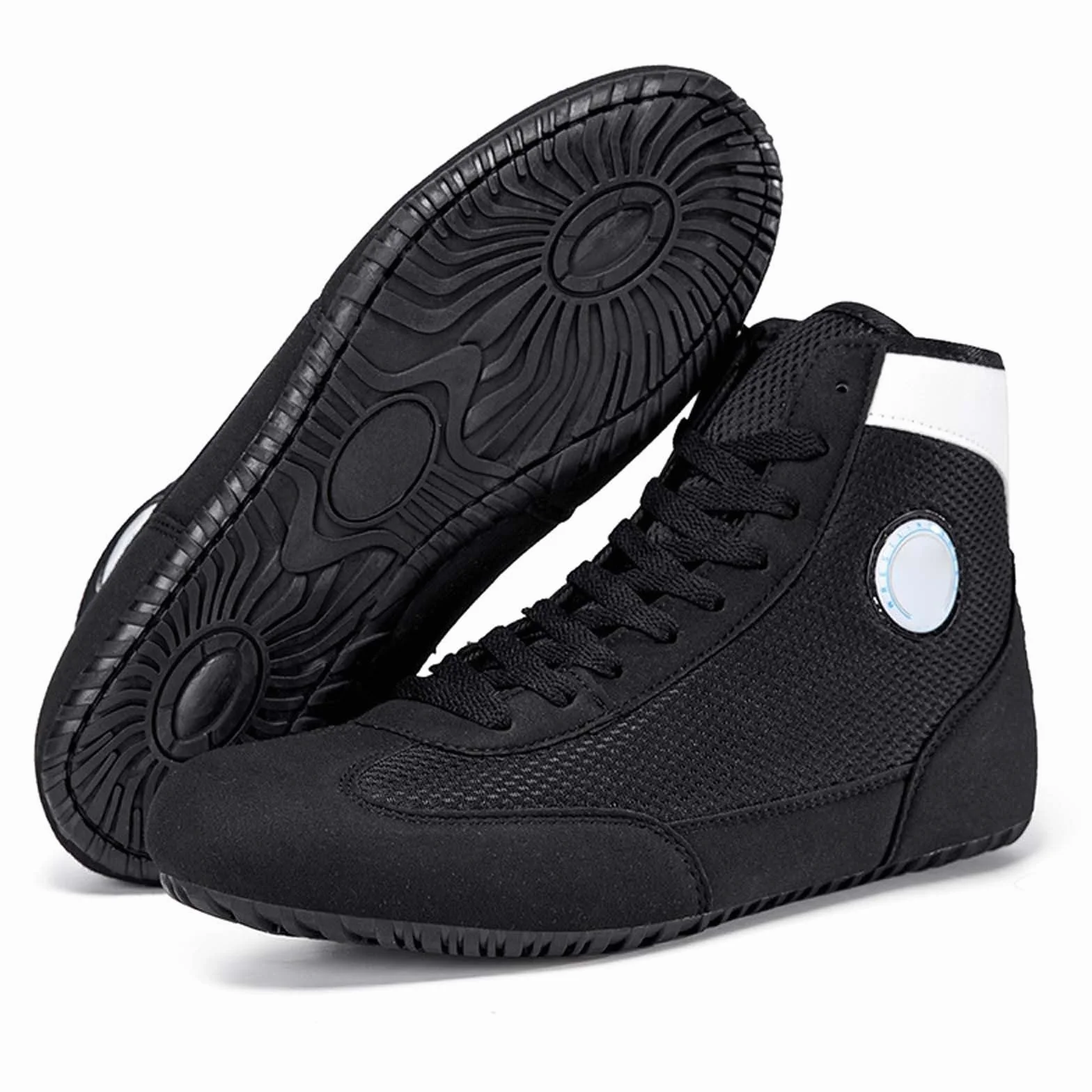 Chaussures de boxe d'entraînement hautes respirantes antidérapantes soutien cheville fitness