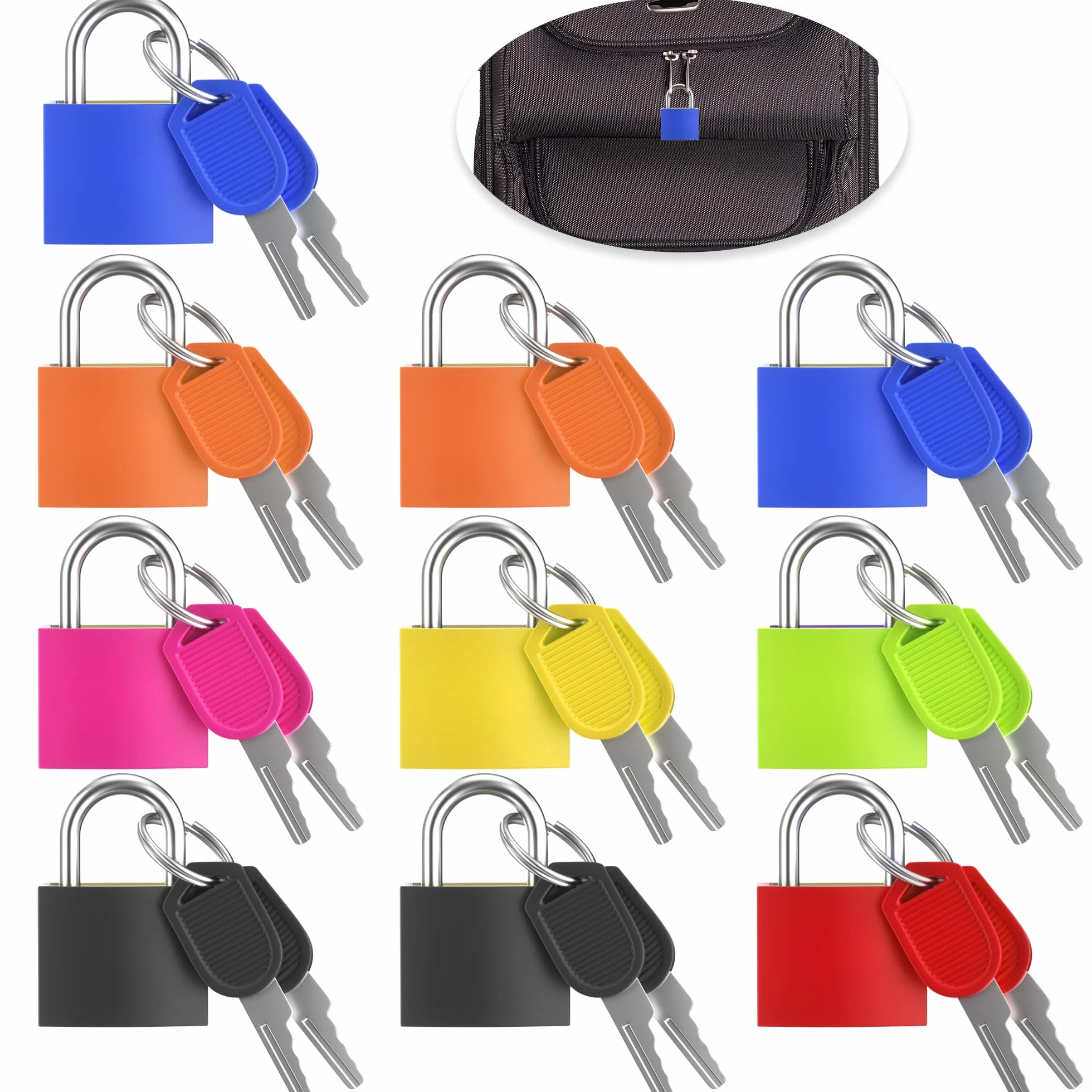 Taiyeestar Lot de 10 Petites Cadenas avec Clés, Cadenas de Valise Mini Cadenas de Sécurité pour Sacs de Voyage, Armoires, Casiers de Gym
