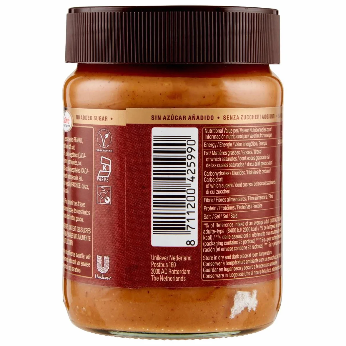 Calvé Pindakaas Beurre de Cacahuètes Pâte à Tartiner, Arachides, Pot, 3 x 350g