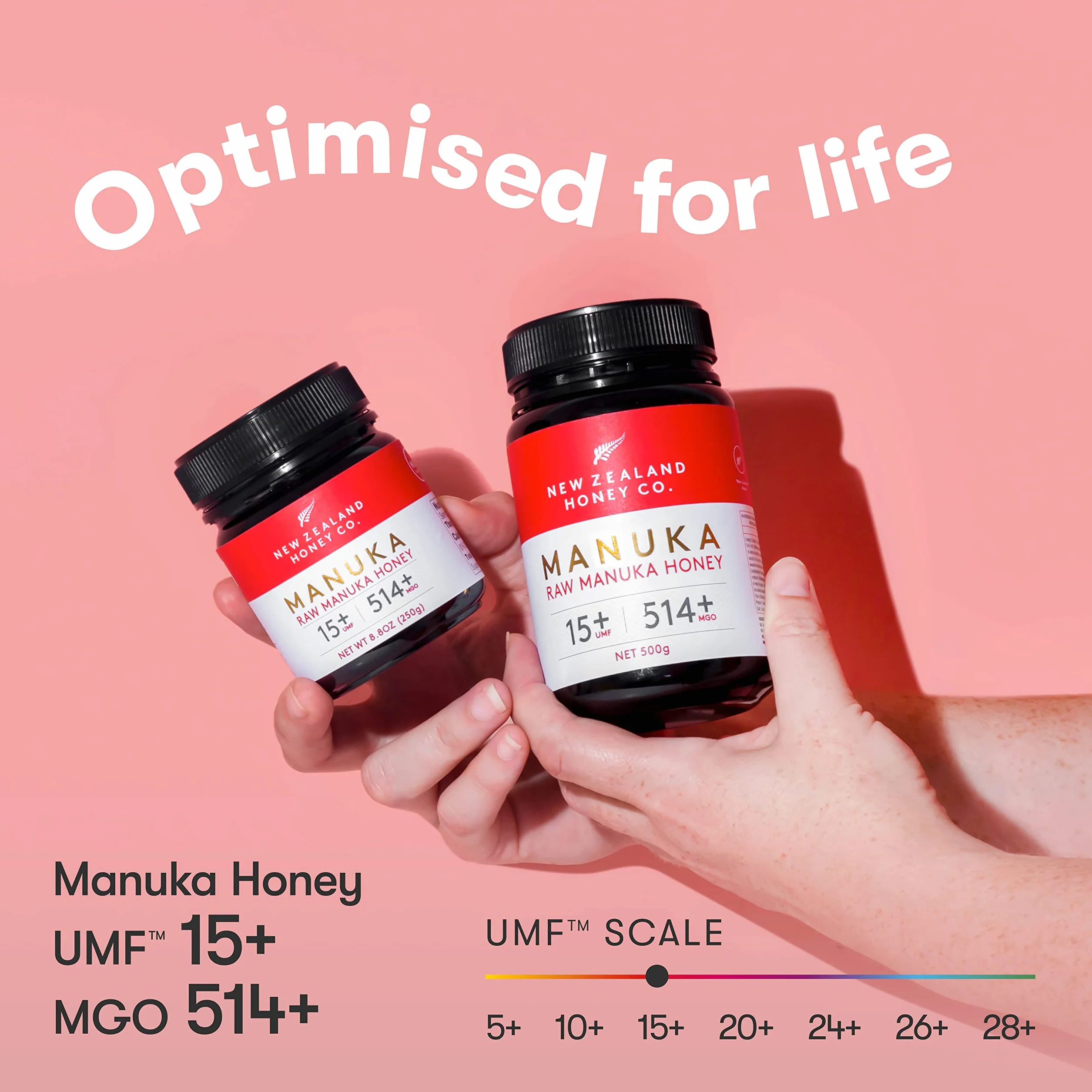 Miel de Manuka MGO 514+ / UMF 15+ de New Zealand Honey Co. | Actif et brut | Fabriqué en Nouvelle-Zélande | 250g