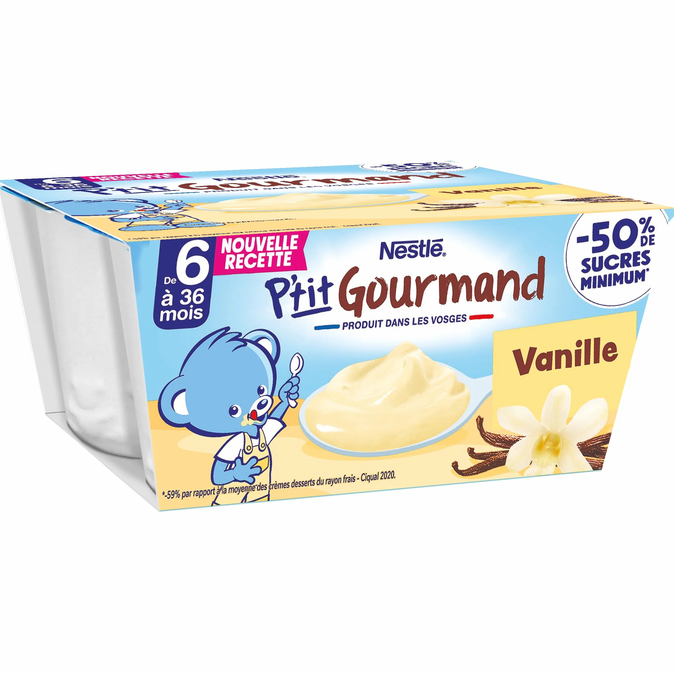 Nestlé Bébé - P'tit Gourmand Saveur Vanille - Laitage dès 6 mois - 4 x 100g