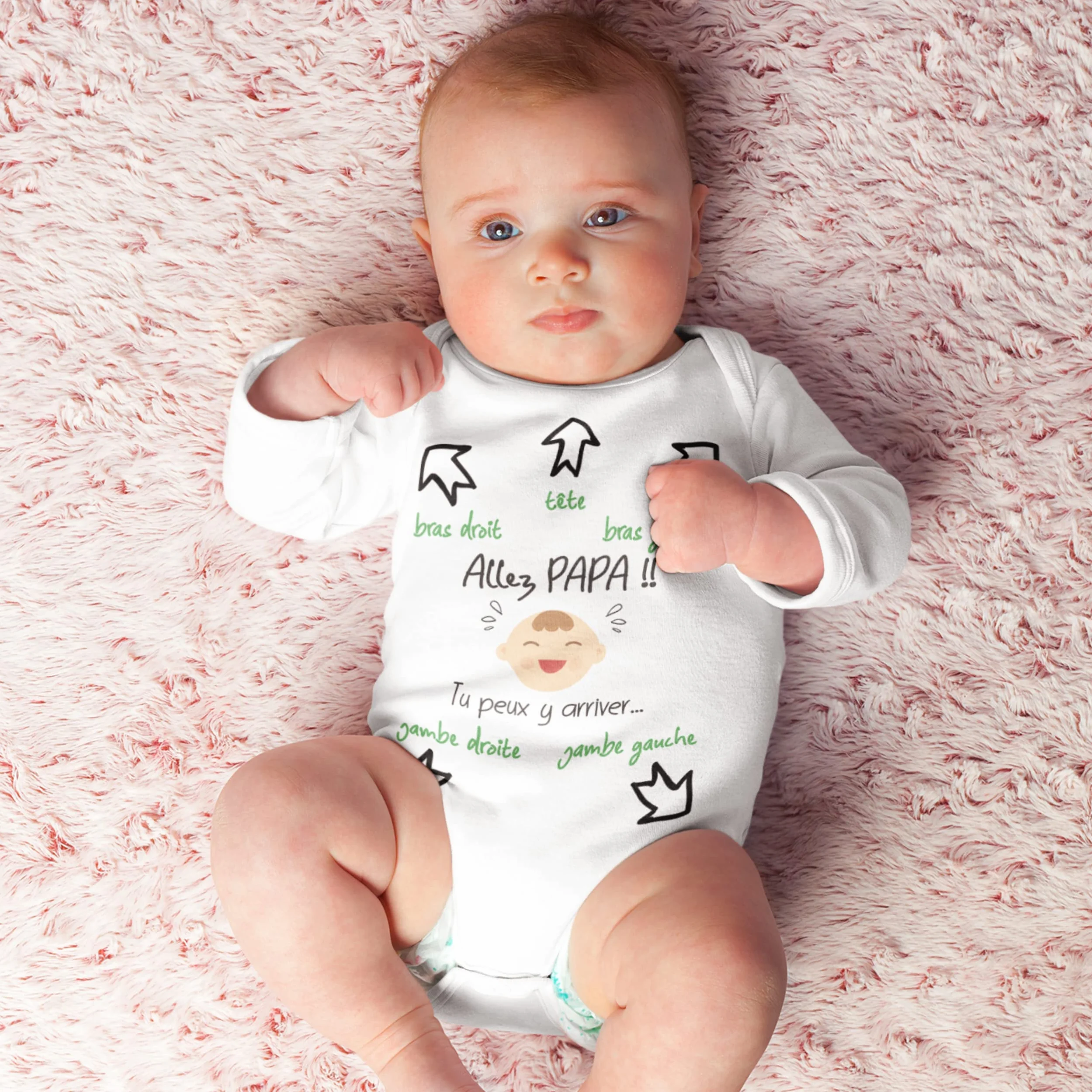 Body Bebe Personnalisé Humour Naissance Garçon Fille Papa Tu Peux y Arriver le Faire Futur Papa Cadeau Original Marraine Parrain Blanc 3-6 Mois