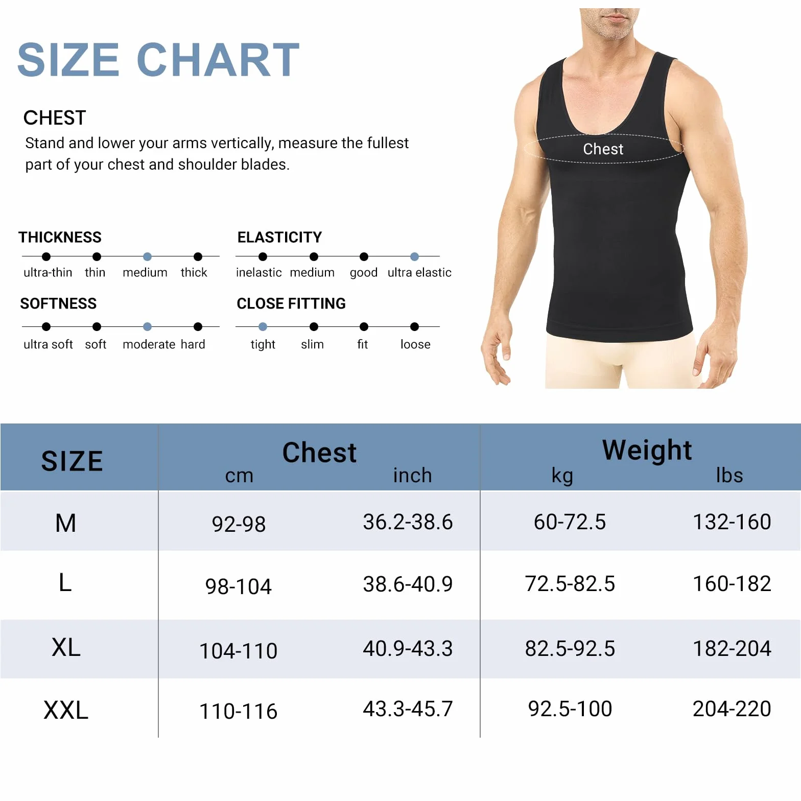 MEETYOO Débardeur Compression Homme Manches Longues Maillot de Corps Ventre Plat Minceur Gilet Invisible Amincissant Body Shaper