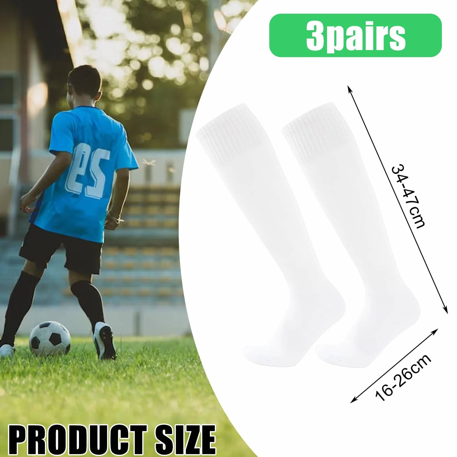 Chaussettes Foot Enfant Blanches Garçons Filles 5-12 Ans Sport