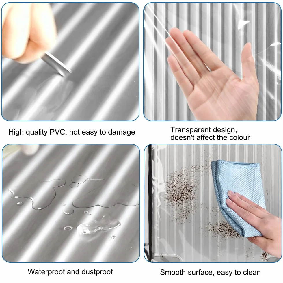 Housse Valise Protection 3 Pièces 20+24+28 Pouces PVC Transparent Étanche Poussière pour Trolley Voyage