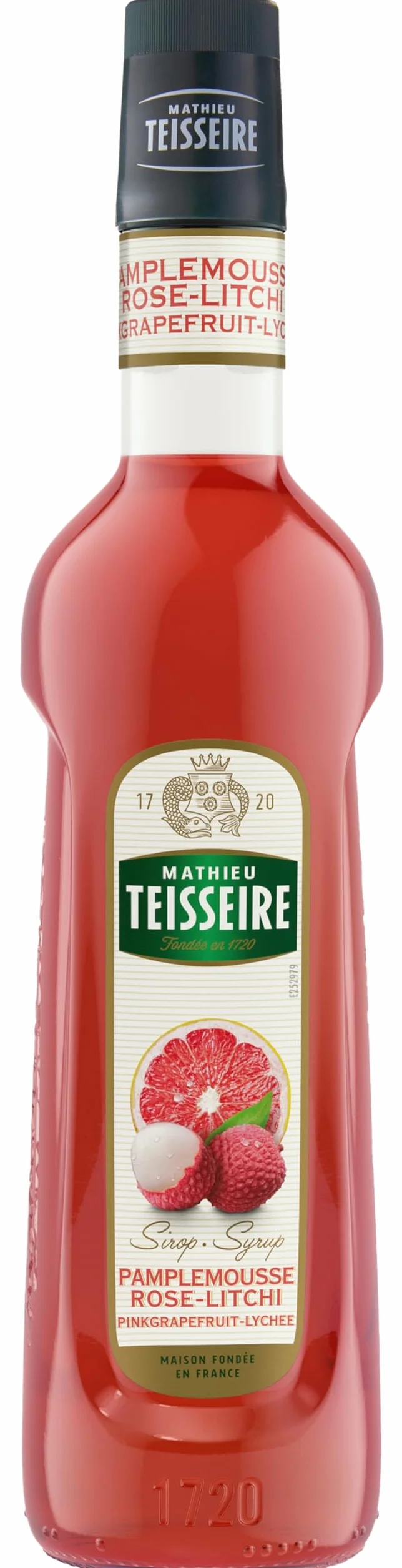 Sirop de Pamplemousse Rose - Litchi Mathieu Teisseire, pour boissons, cocktails avec ou sans alcool, boissons gazeuses, thés, bouteille de 70cl