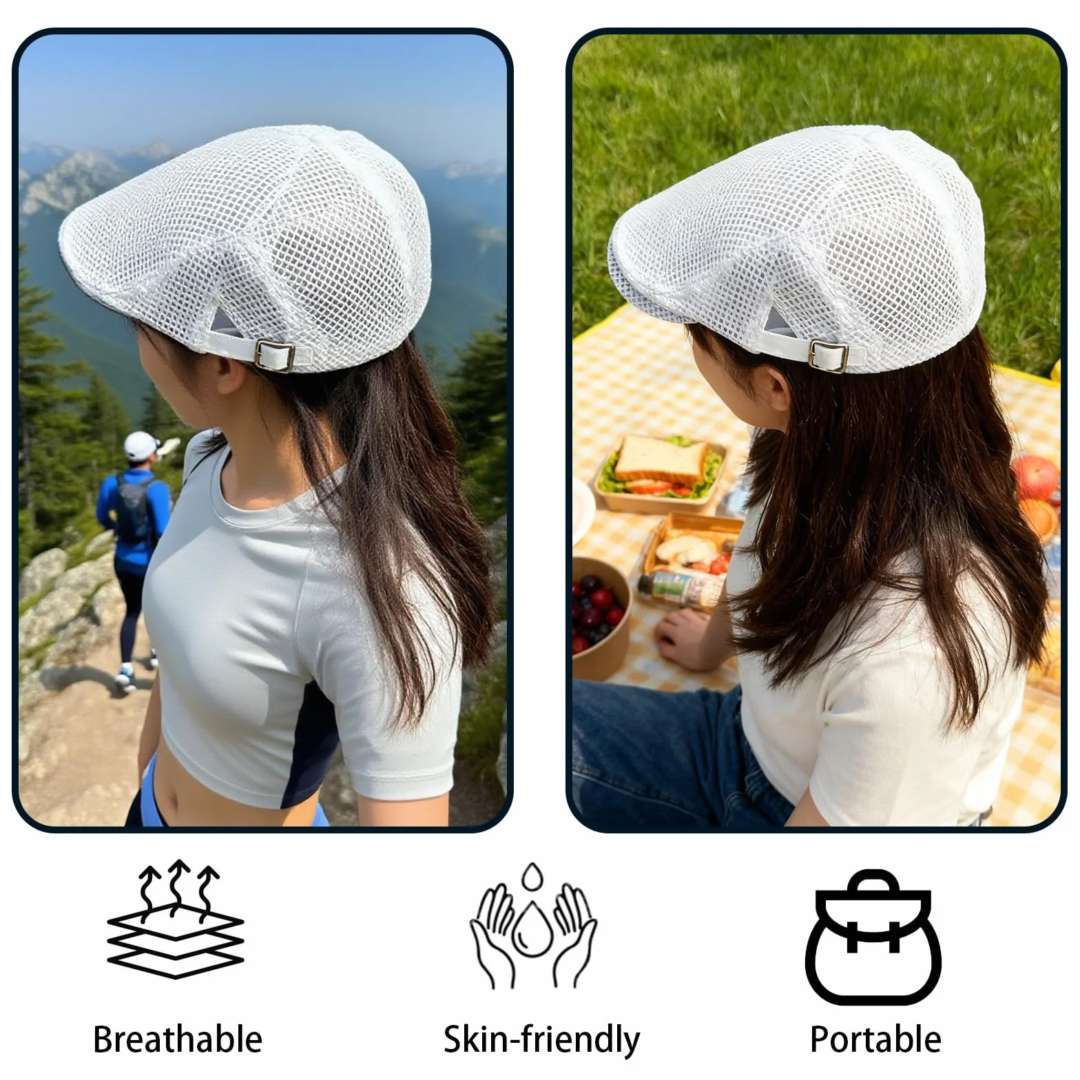 Casquette Beret Homme Ete Blanche Acrylique Respirant Confortable