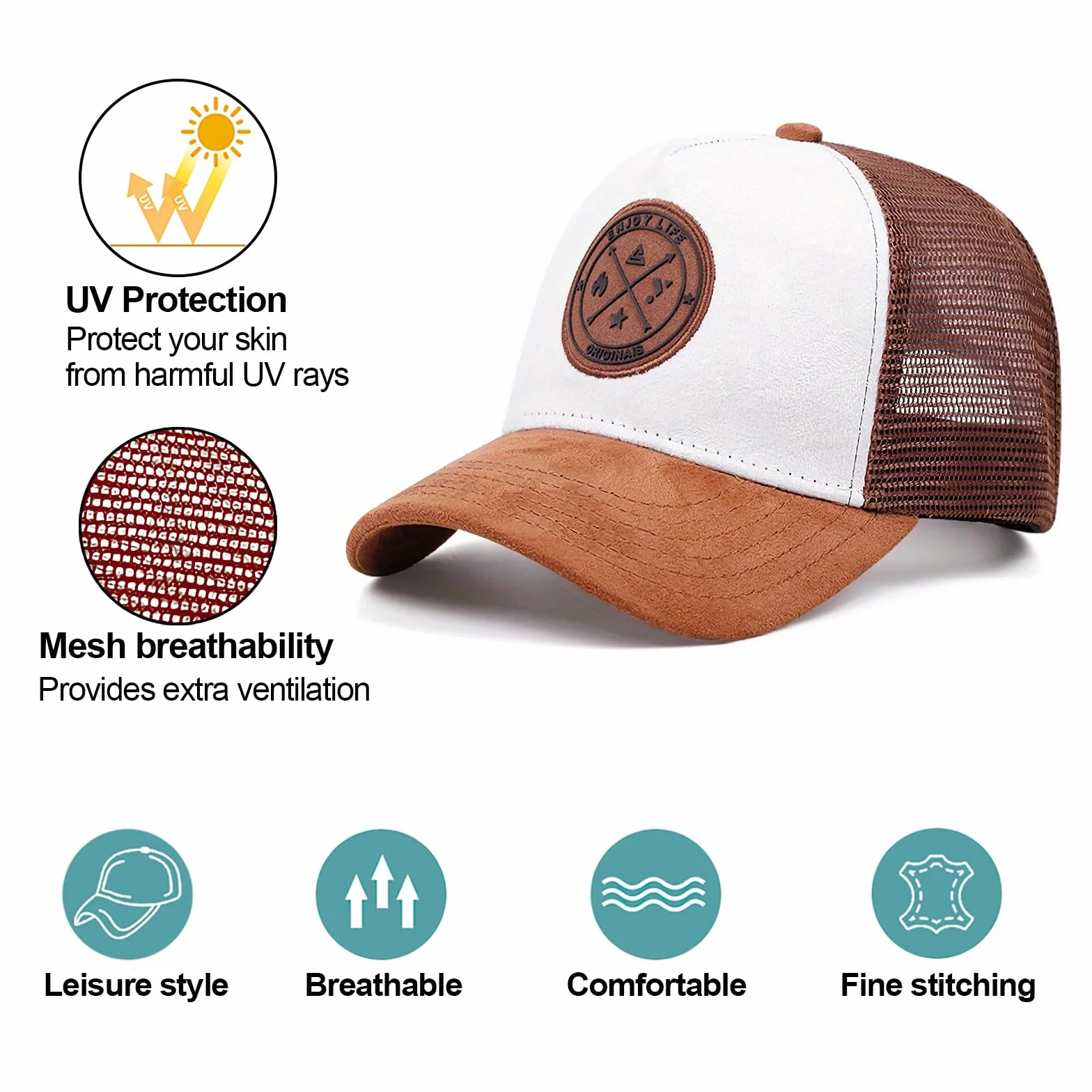 Casquette de Baseball Anti-UV Boucle en Metal Trucker Cap Broderie Maille