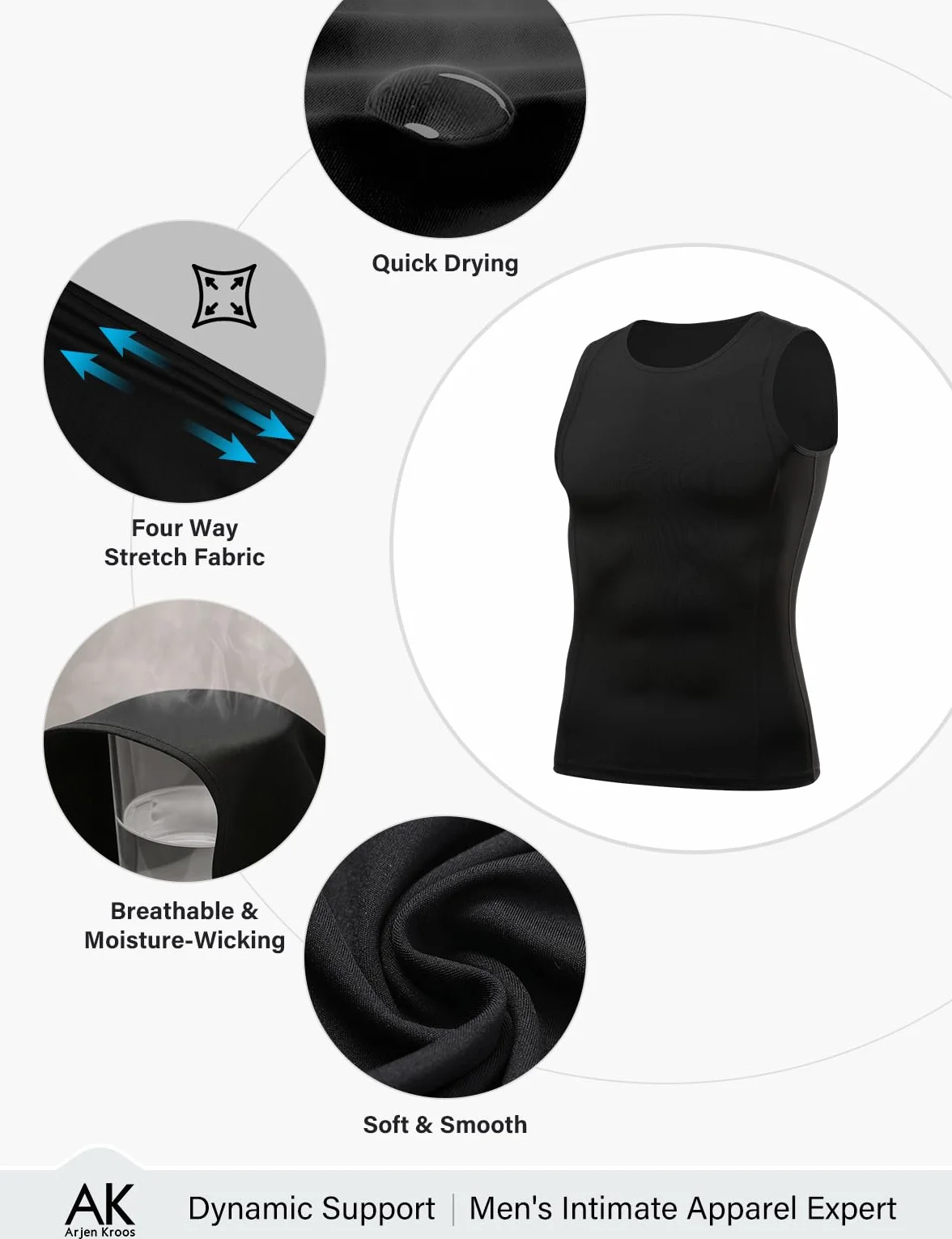 Arjen Kroos Débardeur de Compression Homme Gaine Ventre Plat Body Shaper sans Manche