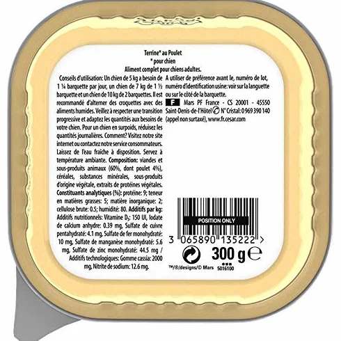 animaux Barquette Poulet en Terrine 300G - Lot De 4 - Offre Special