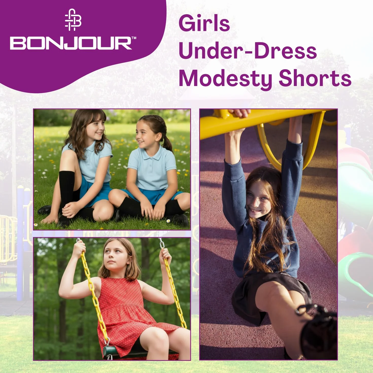 Short de danse pour filles en coton/élasthanne respirant non transparent tailles 5-13 ans