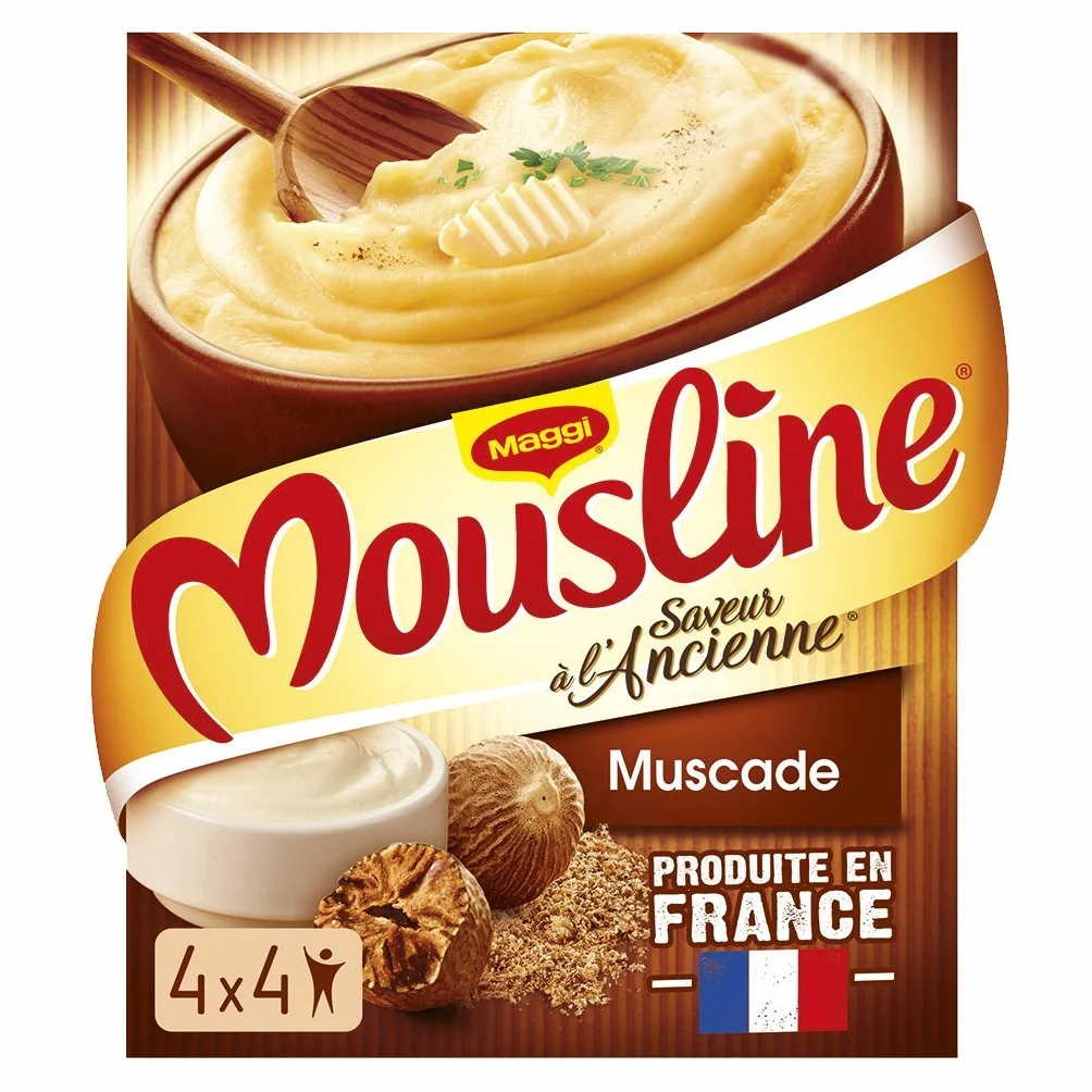 Maggi Mousline Purée Saveur à L'Ancienne Crème Muscade(4 Sachets pour 4 Personnes), 4 x 500g