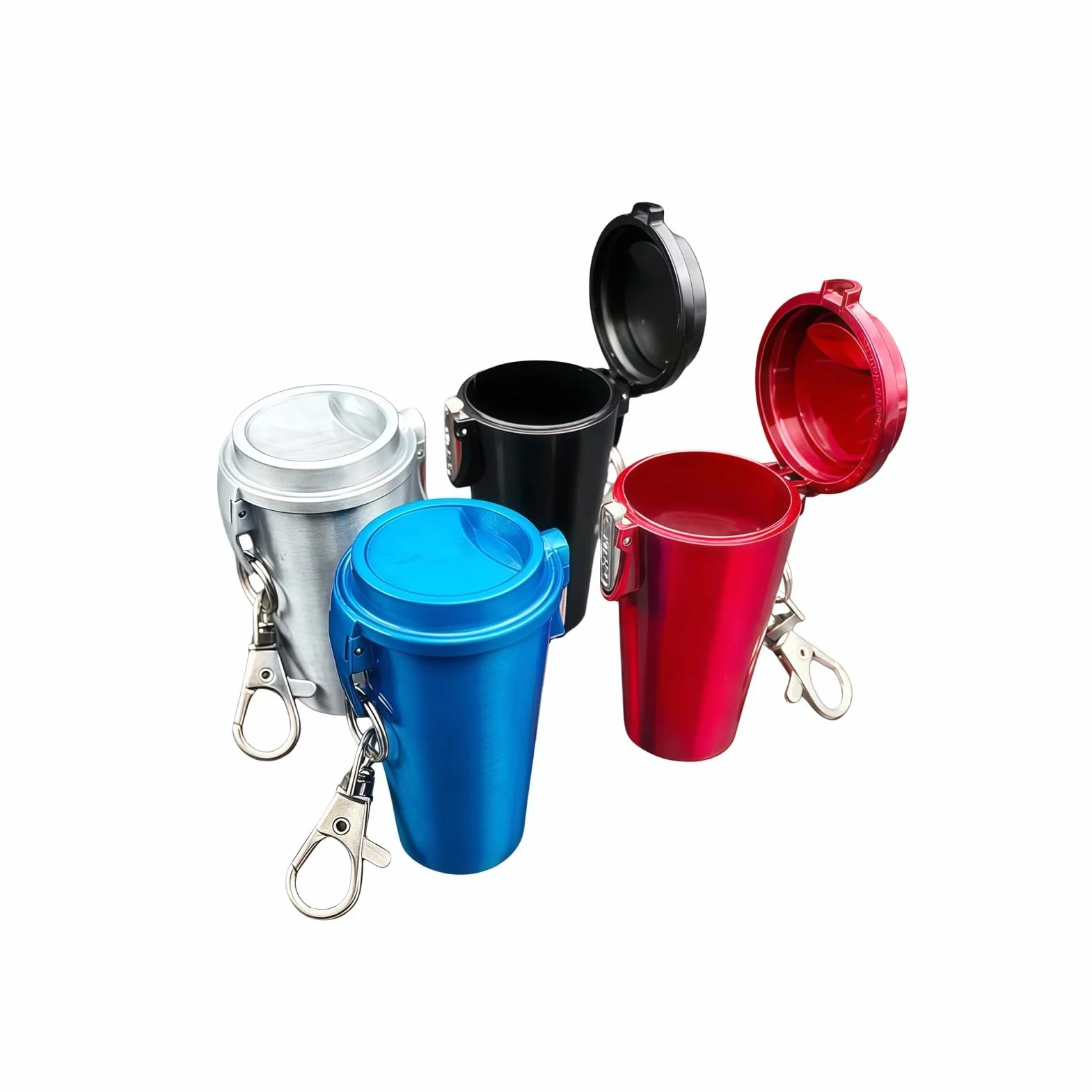 Cendrier de Poche Portable Mini en Acier Inoxydable Anti Odeur à l'épreuve du Vent pour Voyage (Rouge)
