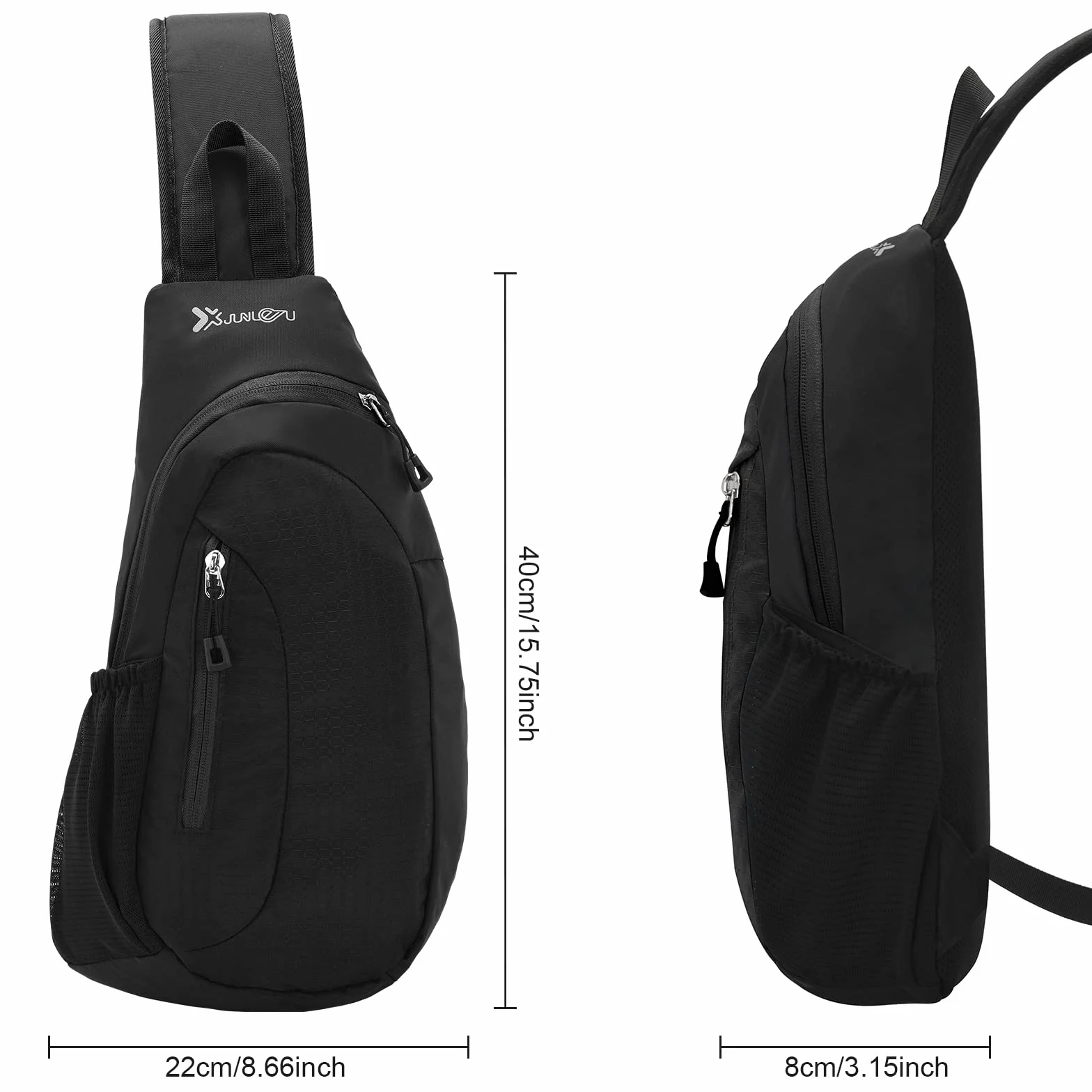 Sacoche Homme Bandouliere Grande Capacité Sac de Poitrine Léger Étanche Sling pour Hommes Femmes Randonnée Cyclisme Voyage Noir Carbone