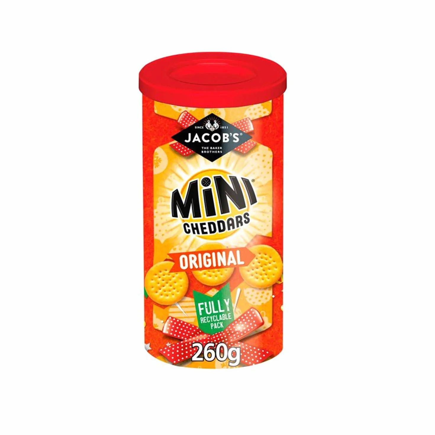 Jacob's Mini Cheddars 260g, Cuit au four avec du vrai fromage, Conserve la fraîcheur plus longtemps, Sans colorants ni arômes artificiels