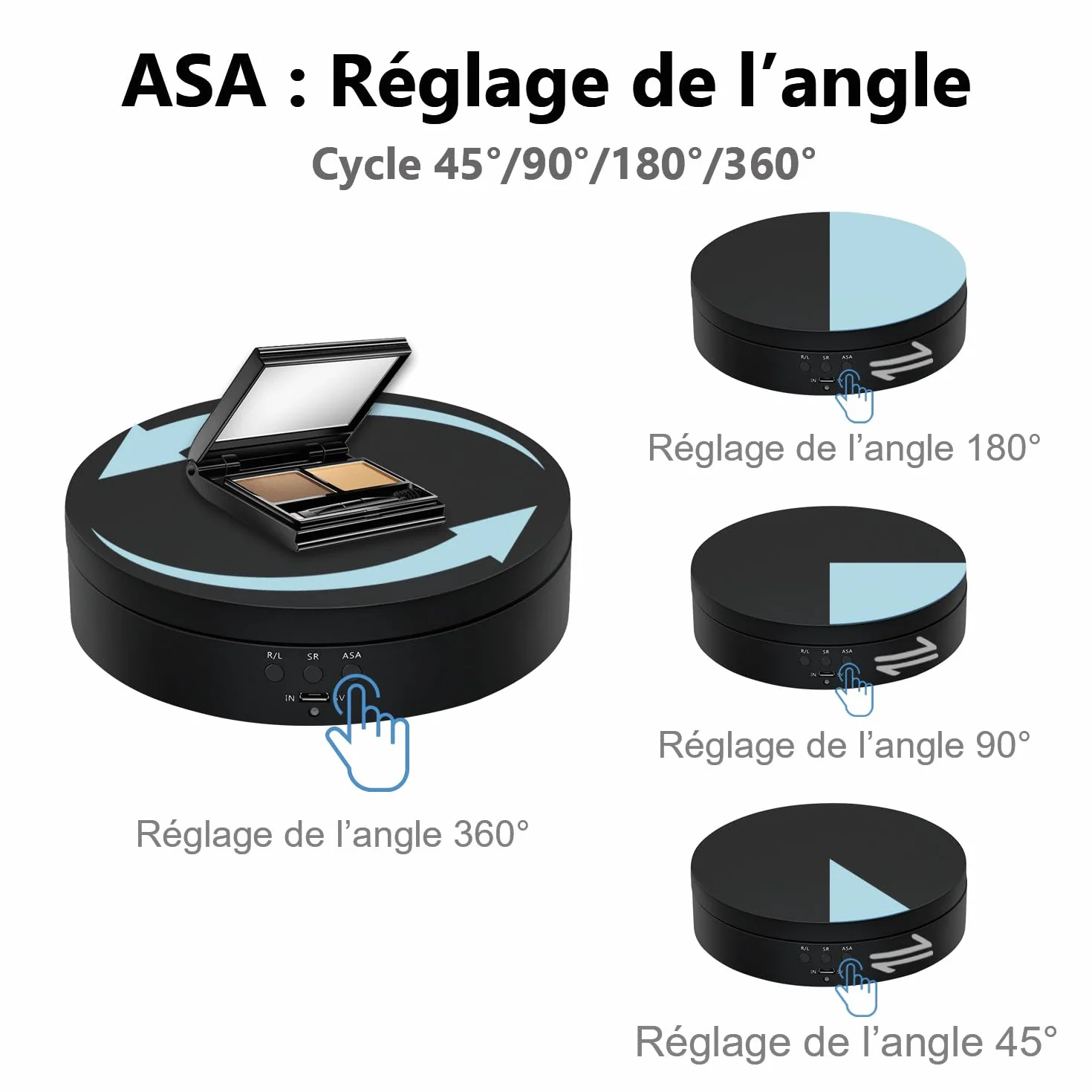 Mcbazel Présentoir Rotatif 360° 3KG Table Tournante Motorisée pour Photographie Bijoux Montres