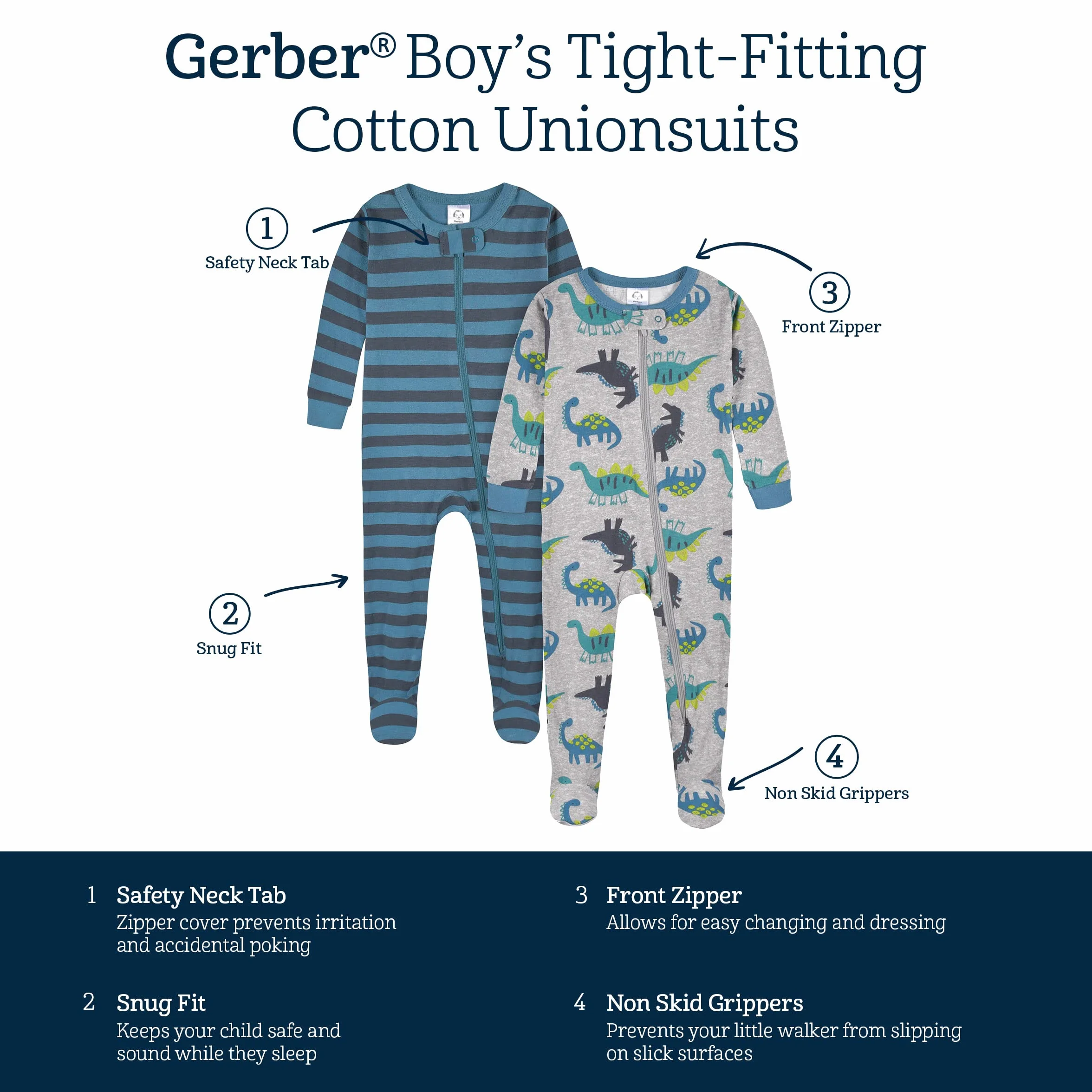 Gerber 2-Pack Pantoufles Pyjama Pied pour Bébé Fille et Bambin