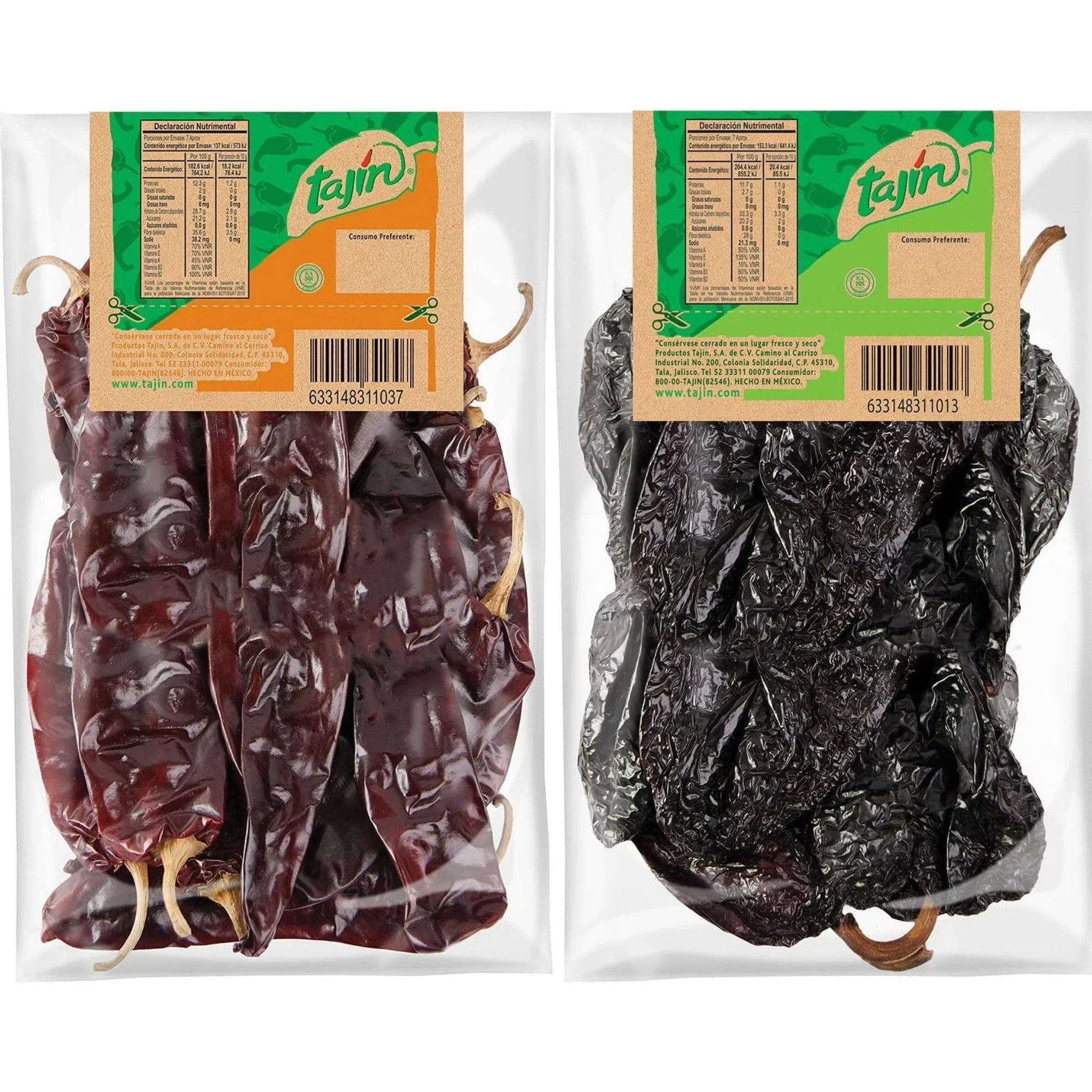 Tajin Authentic Mexican Chilli Bundle Containing 2 types of Whole Dried Chillies - Guajillo 75g, Ancho 75g