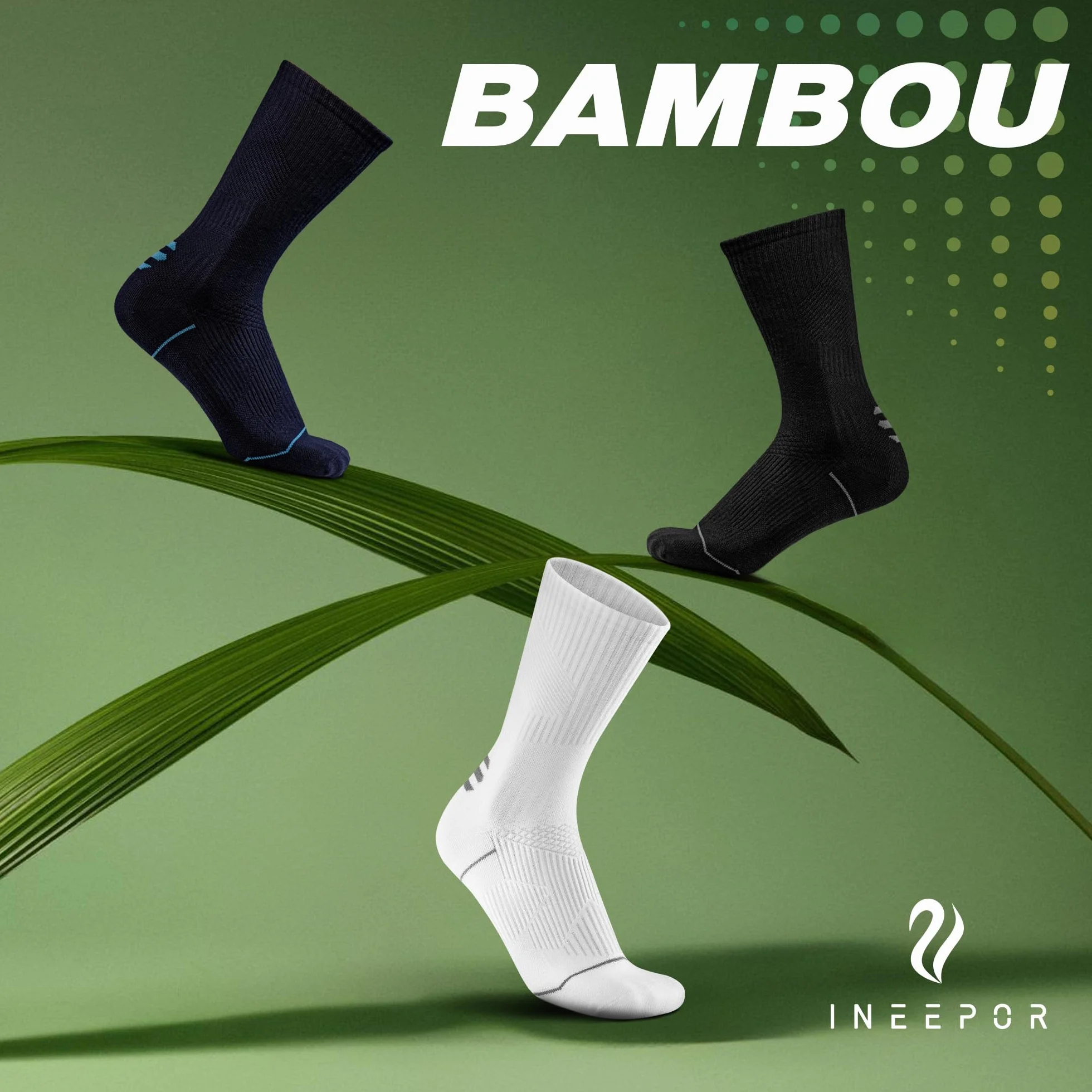 Bambou Chaussettes de Contention Hommes Femmes – Légères, Sans Couture, Anti-Odeur – Course, Randonnée, Vélo