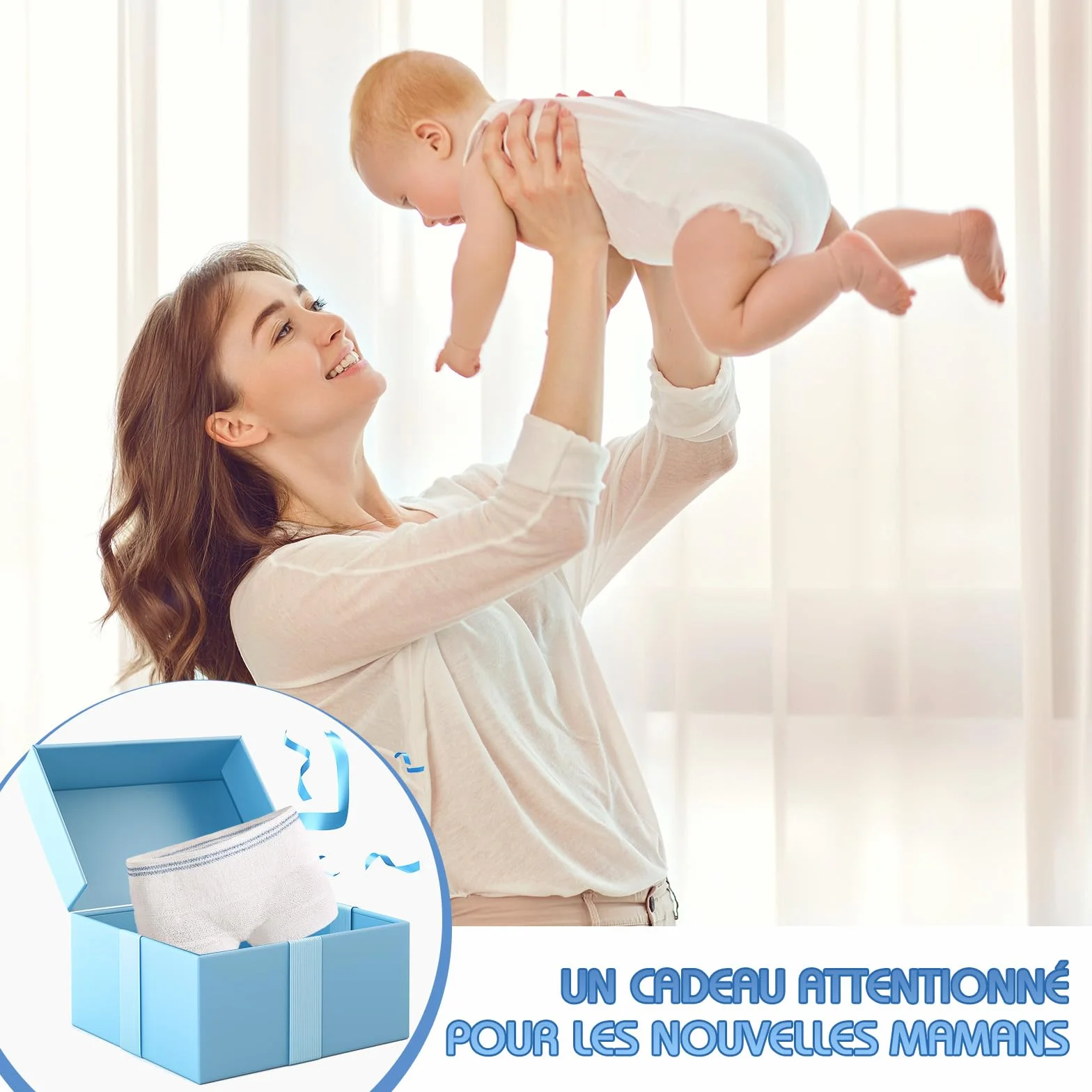 Scettar Lot de 8 Slips Jetables Maternité en Coton, Culottes Post Accouchement, Taille Unique pour Grossesse et Césarienne