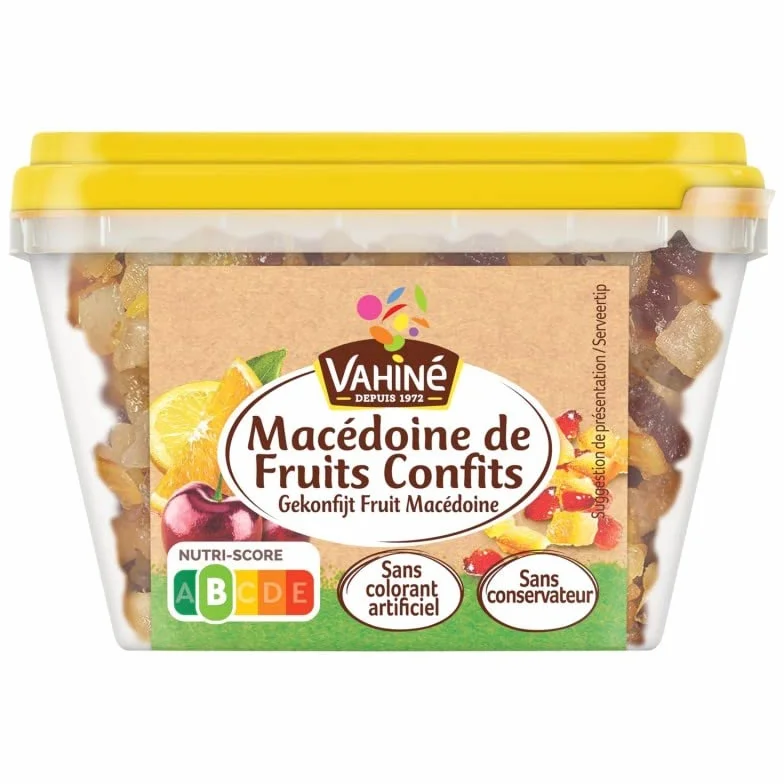 VAHINE - Macédoine De Fruits Confits 150G - Pâtisserie Sucrée - Ingrédients Gourmands - Délicieux Dessert Artisanal - Lot De 4