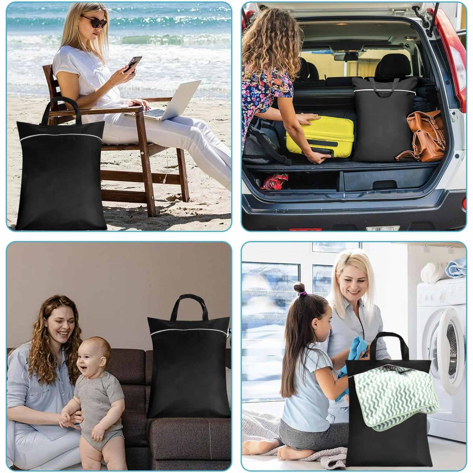 Sac a Linge Sale Voyage Impermeable 45x57 cm Pliable pour Vetements Mouilles Maillots de Bain Voyage Sport Gym