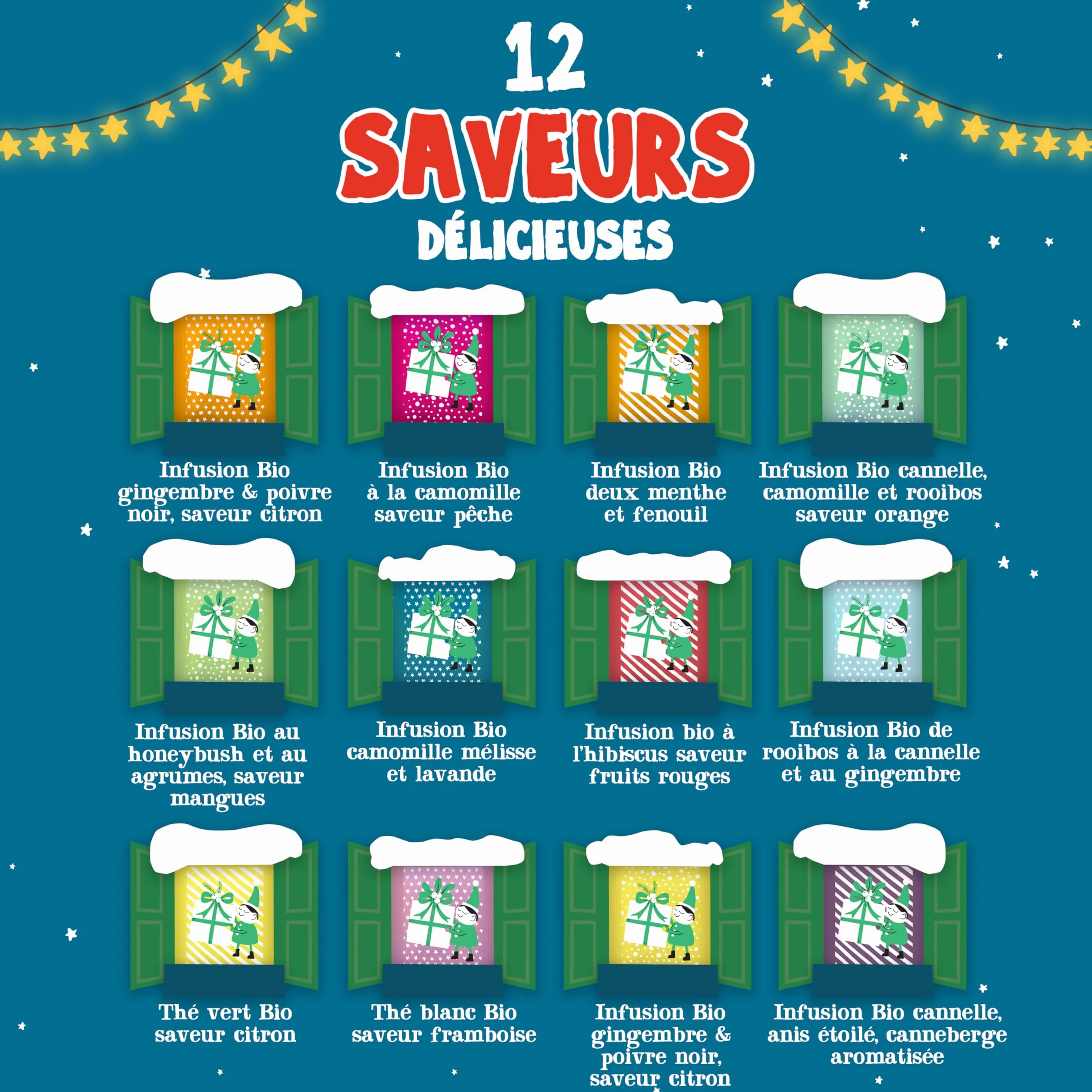 CLIPPER - Calendrier de l'Avent - Thés & Infusions - Bio - 24 sachets | Idée Cadeau Noël - Ingrédients Bio - 100% naturels