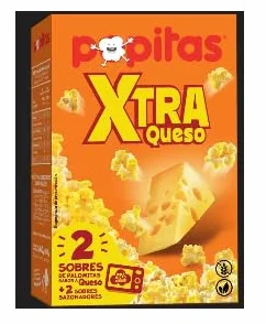 Popitos Xtra Queso Pop-Corn Saveur Fromage, 3 Packs Duo, 6 Sachets de 80g, Sans Gluten, Ultra-Croustillant