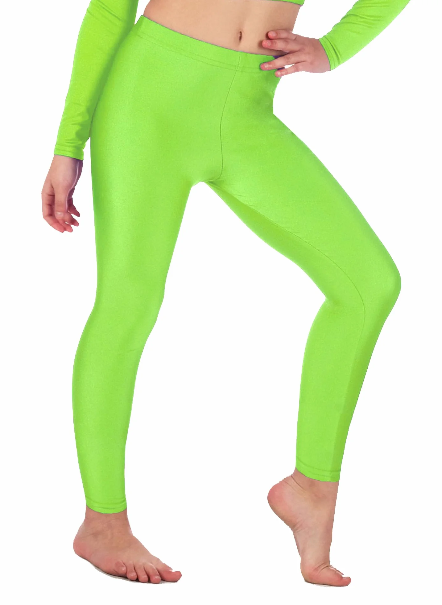 Legging de Gymnastique/Danse pour Fille Lycra Brillant Fluo