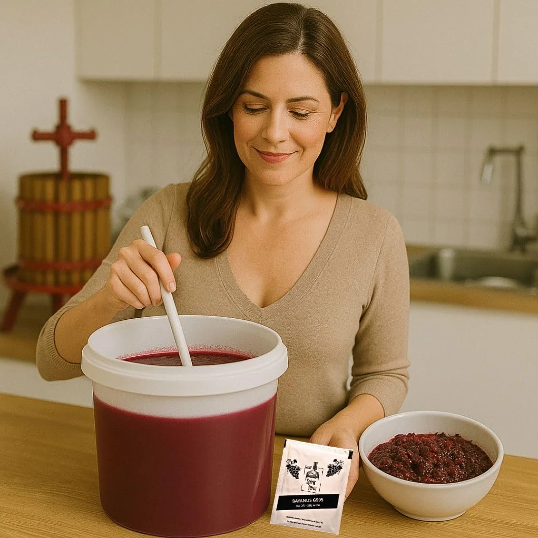 10 x Levure de Vin Bayanus 10g G995 + Copeaux de Chêne Français 20g - Levure pour la Fermentation du Vin | Levure de vin tout usage | Spirit Ferm