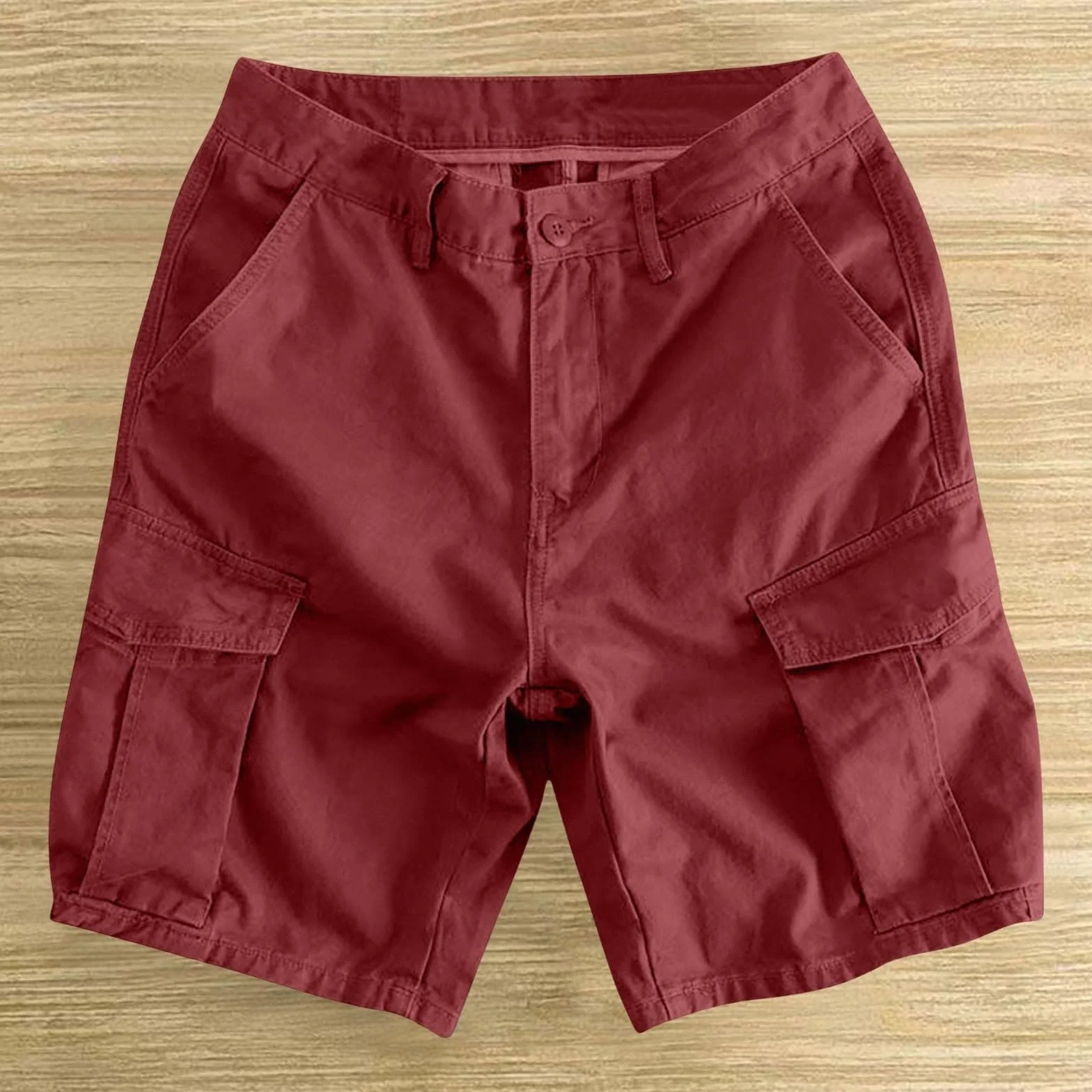 Bermuda Cargo Homme Coupe Ample Poches Latérales Fermeture Bouton Passants Ceinture