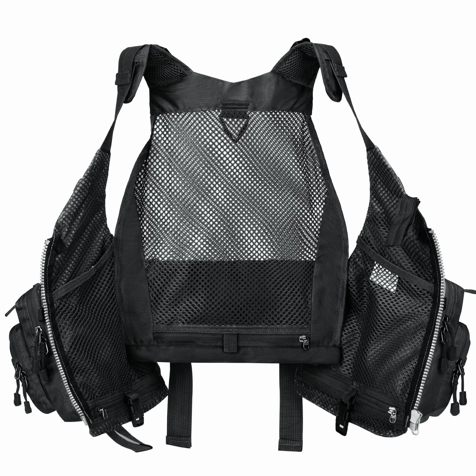 Gonex Gilet de Pêche à La Mouche pour Hommes et Femmes, Réglable avec Poches et Bandes Réfléchissantes