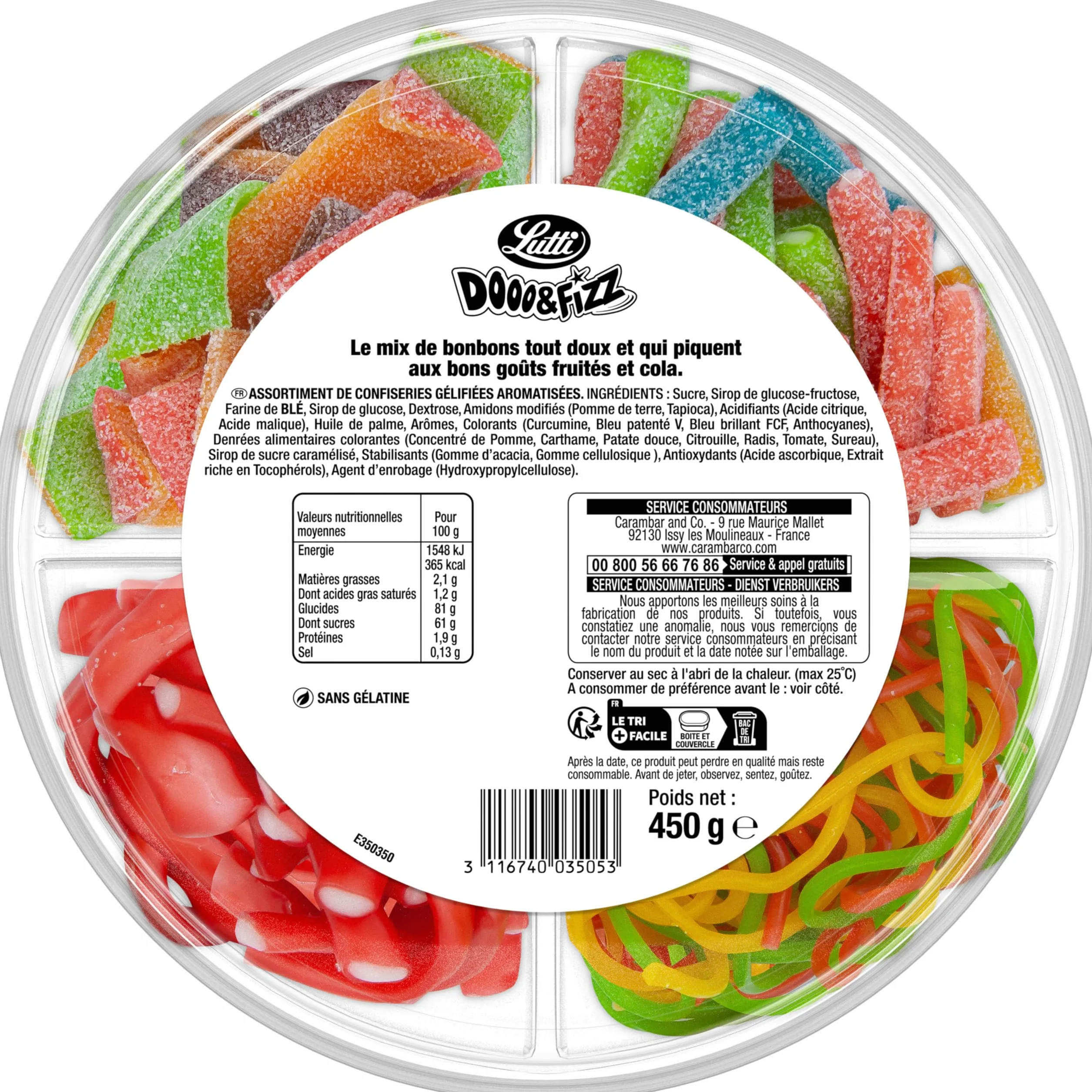 Lutti Boîte Dooo & Fizz Bonbons 450 g
