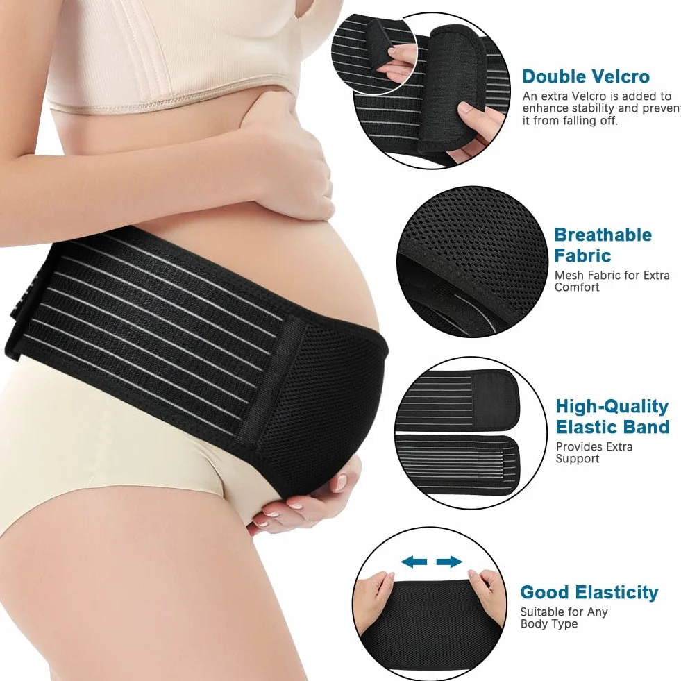 AUYAO Ceinture de Grossesse Respirante Réglable Support Abdominale et Lombaire pour Soulager Douleurs Bassin Hanche Dos
