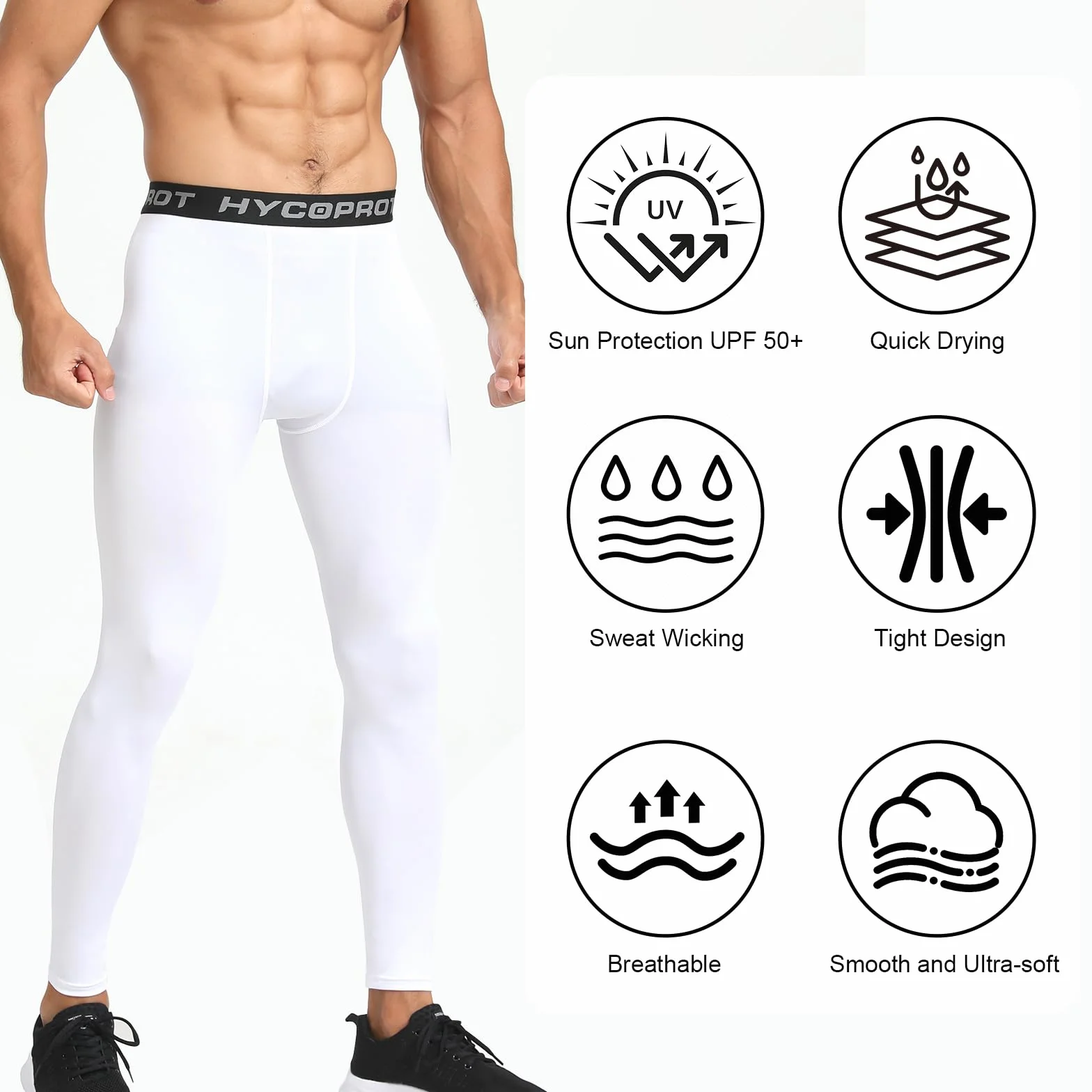 HYCOPROT Pantalon de Compression pour Hommes Séchage Rapide Course Base Layer Leggings Basketball Fitness Jogging