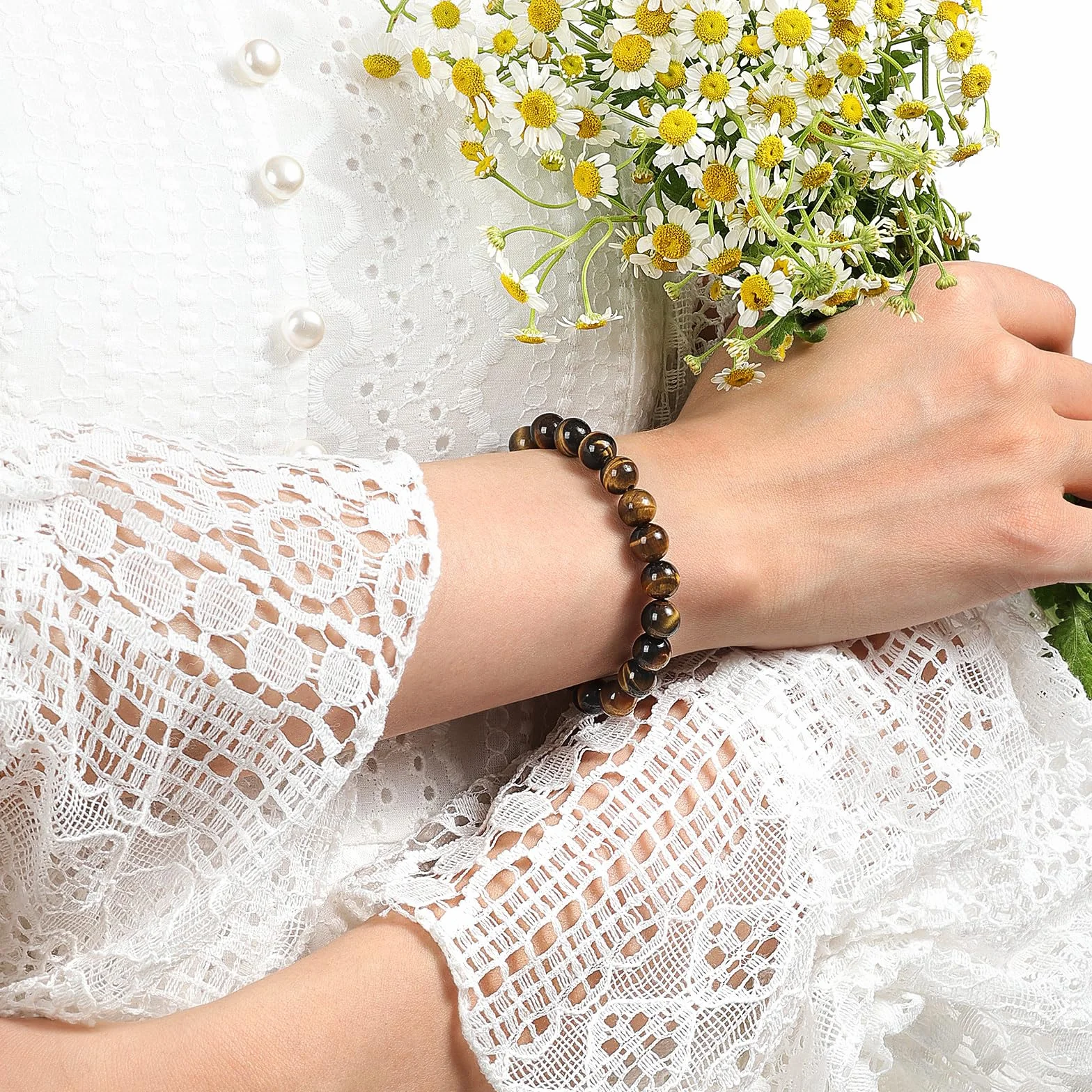 Bracelet Femme Pierre Naturelle 8 mm Lithotherapie Fait Main Yoga Pierres Semi Précieuse