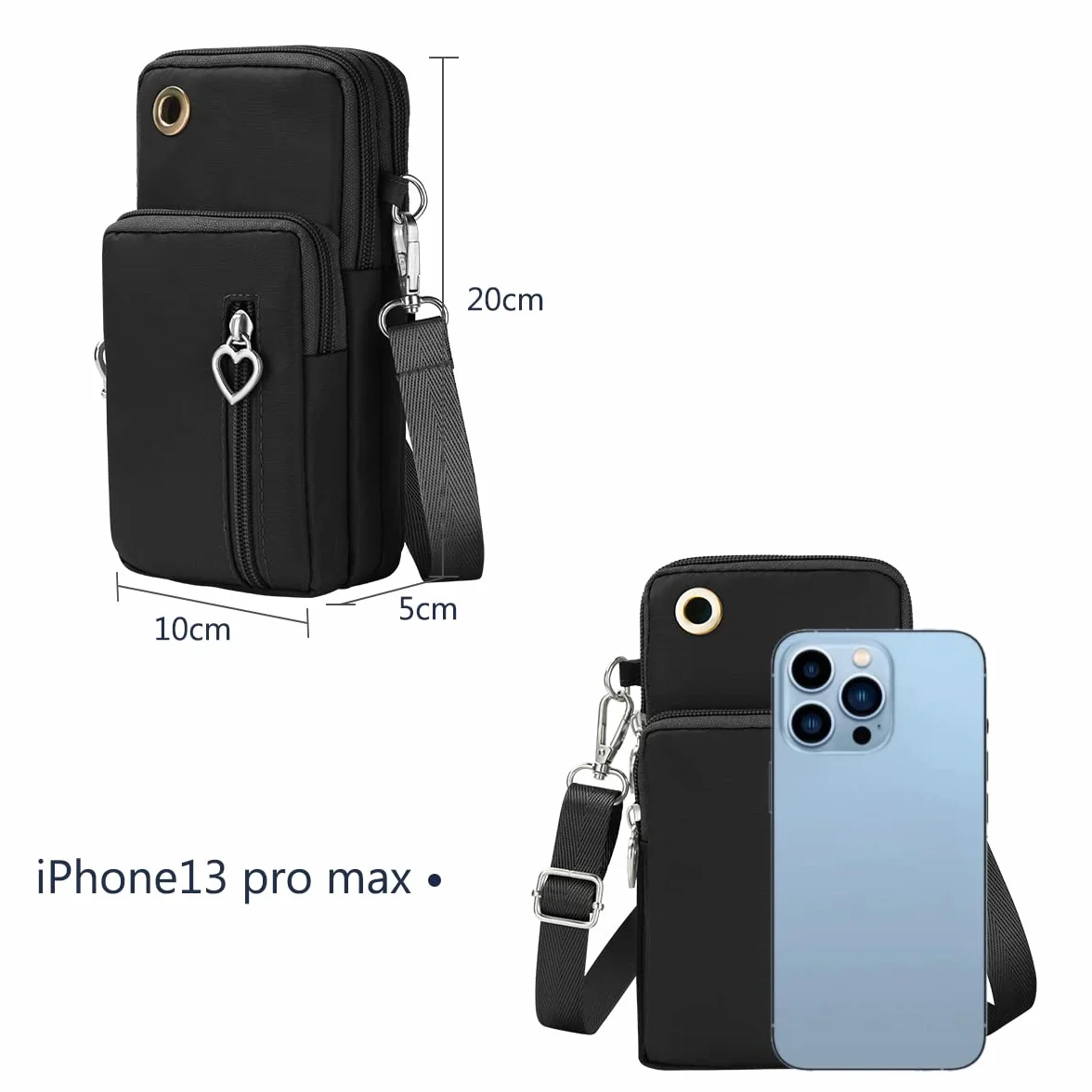 Aucuu Sacoche Téléphone Portable Femme Bandoulière Réglable Oxford Tissu Crossbody Pochette 7"