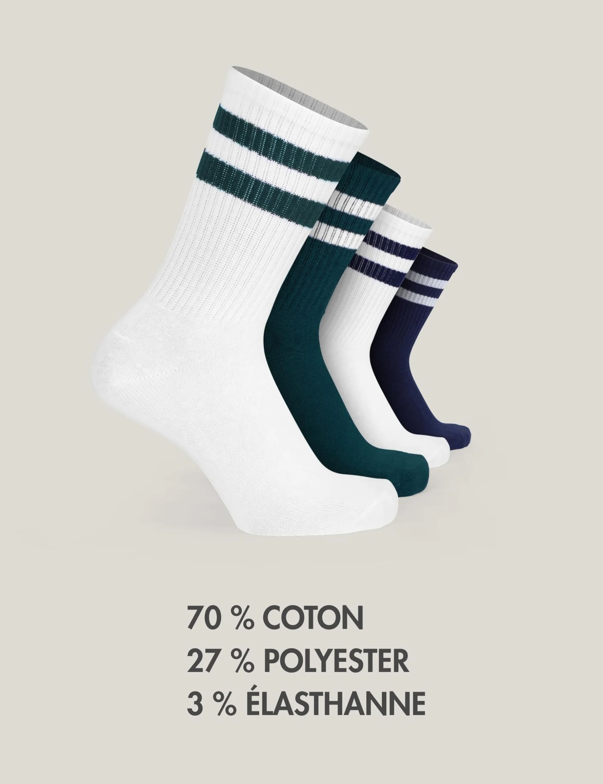 Basic Treasure Lot de 4 Paires de Chaussettes de Tennis Enfant en Coton