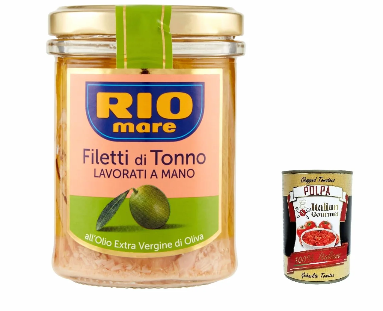 Rio Mare Filetti di Tonno all'Olio Extravergine di Oliva Lot de 3 filets de thon à l'huile d'olive extra vierge 180 g + polpa italien Gourmet 400 g