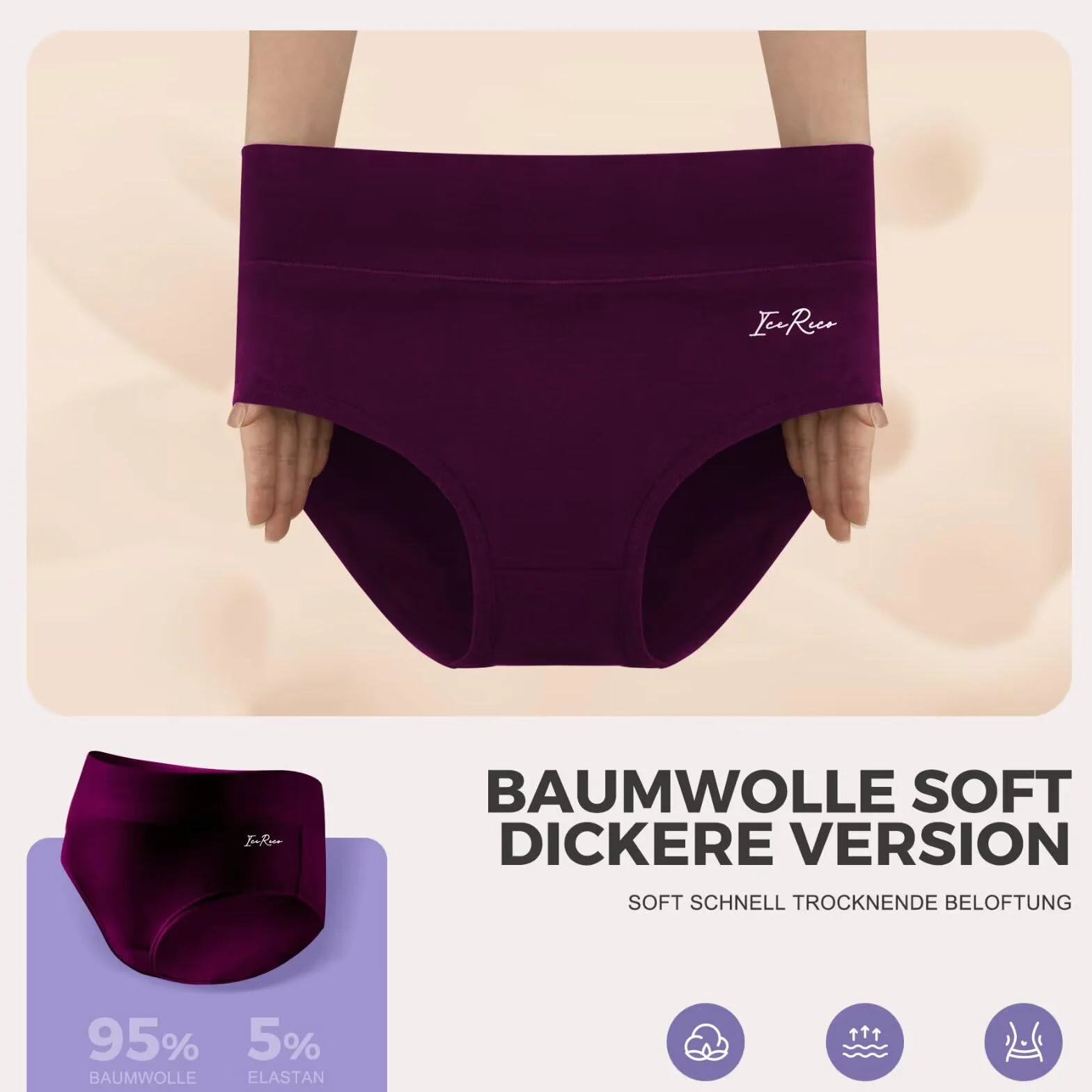 Culotte Femme Coton Taille Haute Lot de 5 Confort Stretch Ventre Plat