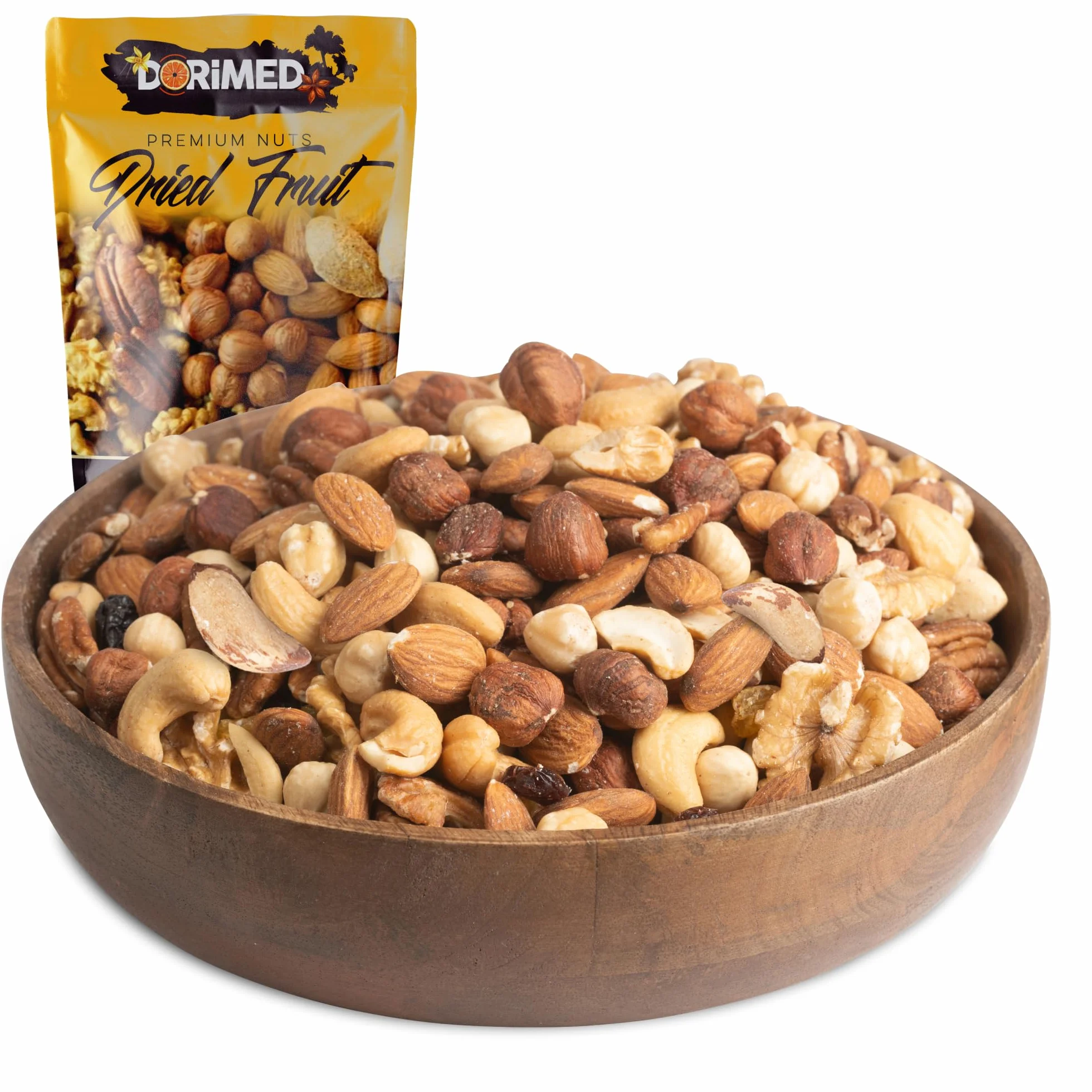 Mélange de Fruits secs 1 Kg (Amandes,Noisettes,Noix de Cajou,Noix de Pecan,Noix du Brésil et Cerneaux de Noix ) , sac refermabe