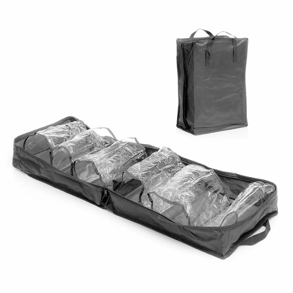 InnovaGoods Sac de Voyage pour Chaussures 6 Compartiments Transparents Noir Polyester