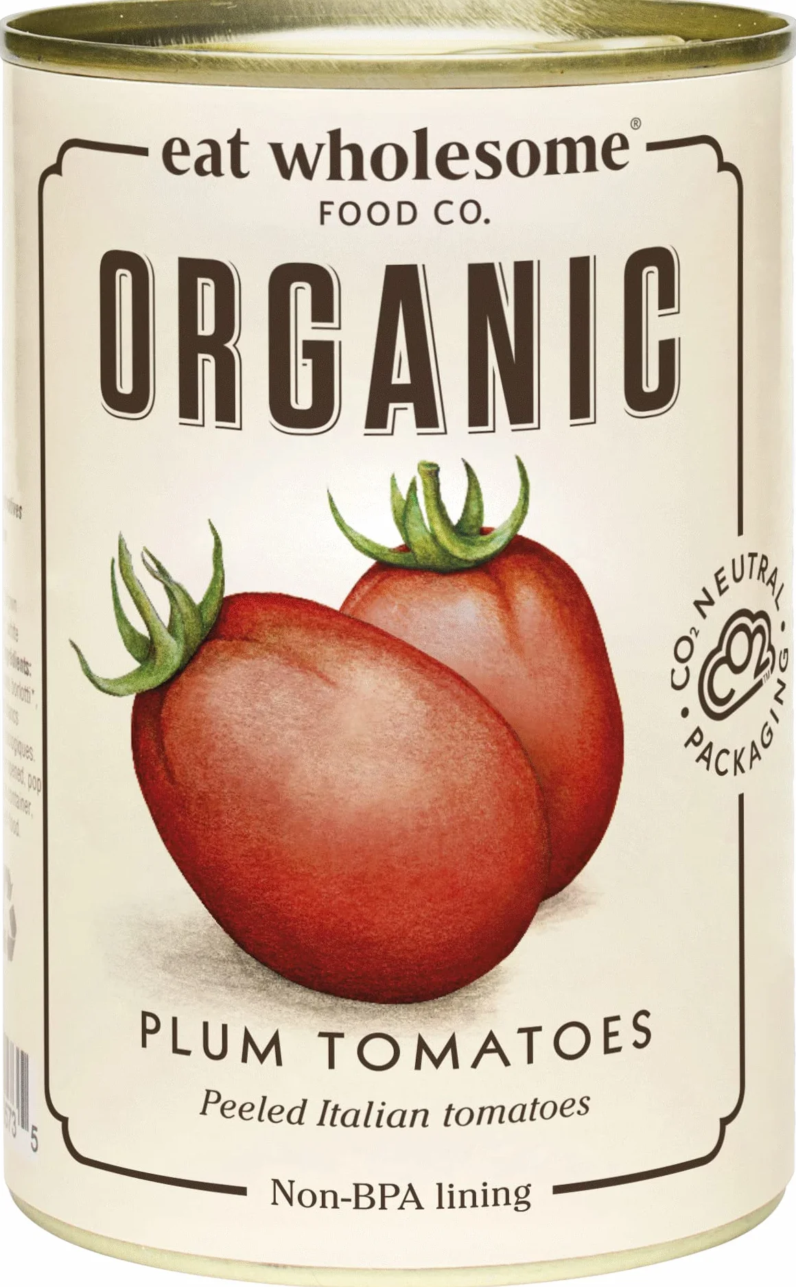Eat Wholesome Tomates Prunes Pelées Biologiques, 400g (Paquet De 12) - 100% Naturel, Tomates Italiennes, Sans Sucres Ni Sels Ajoutés, Vegan, Doublure Sans Bpa