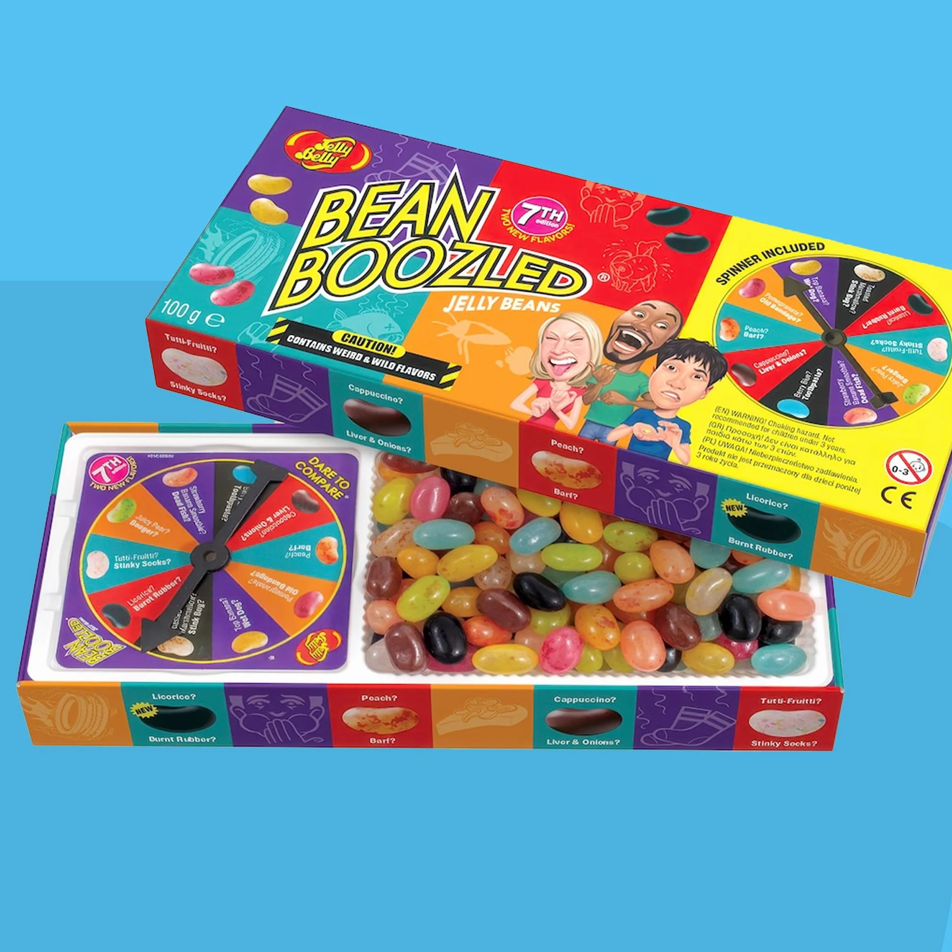 Jelly Belly Bean Boozled 100g Roue – Bonbon Americain Défi Goûts Bizarres Jelly Beans Challenge Jeu Amusant Extrême
